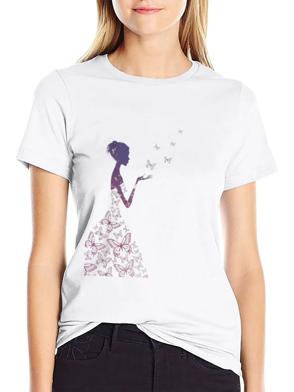 Butterfly Silhouette Graphic Black T-Shirt product image 11
