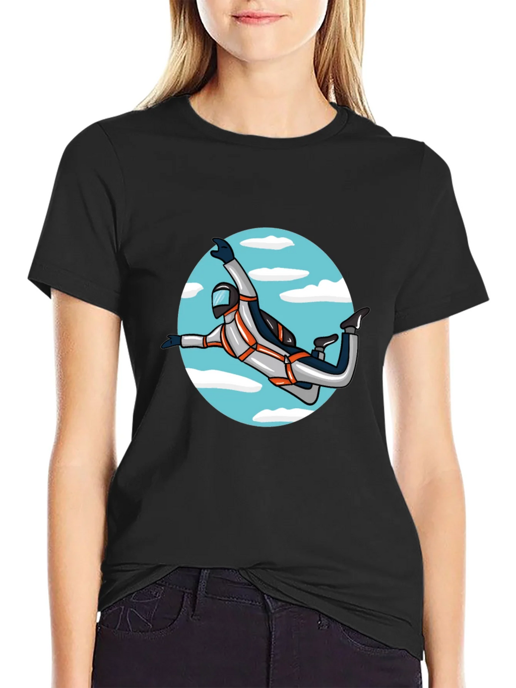Skydiver Graphic Tee - Black Crew Neck Shirt product image 5