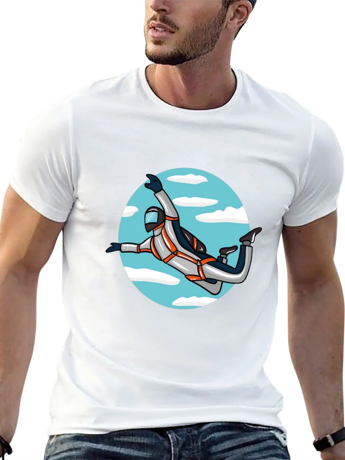 Skydiver Graphic Tee - Black Crew Neck Shirt product image 4