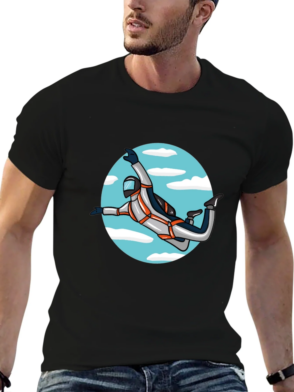 Skydiver Graphic Tee - Black Crew Neck Shirt product image 9
