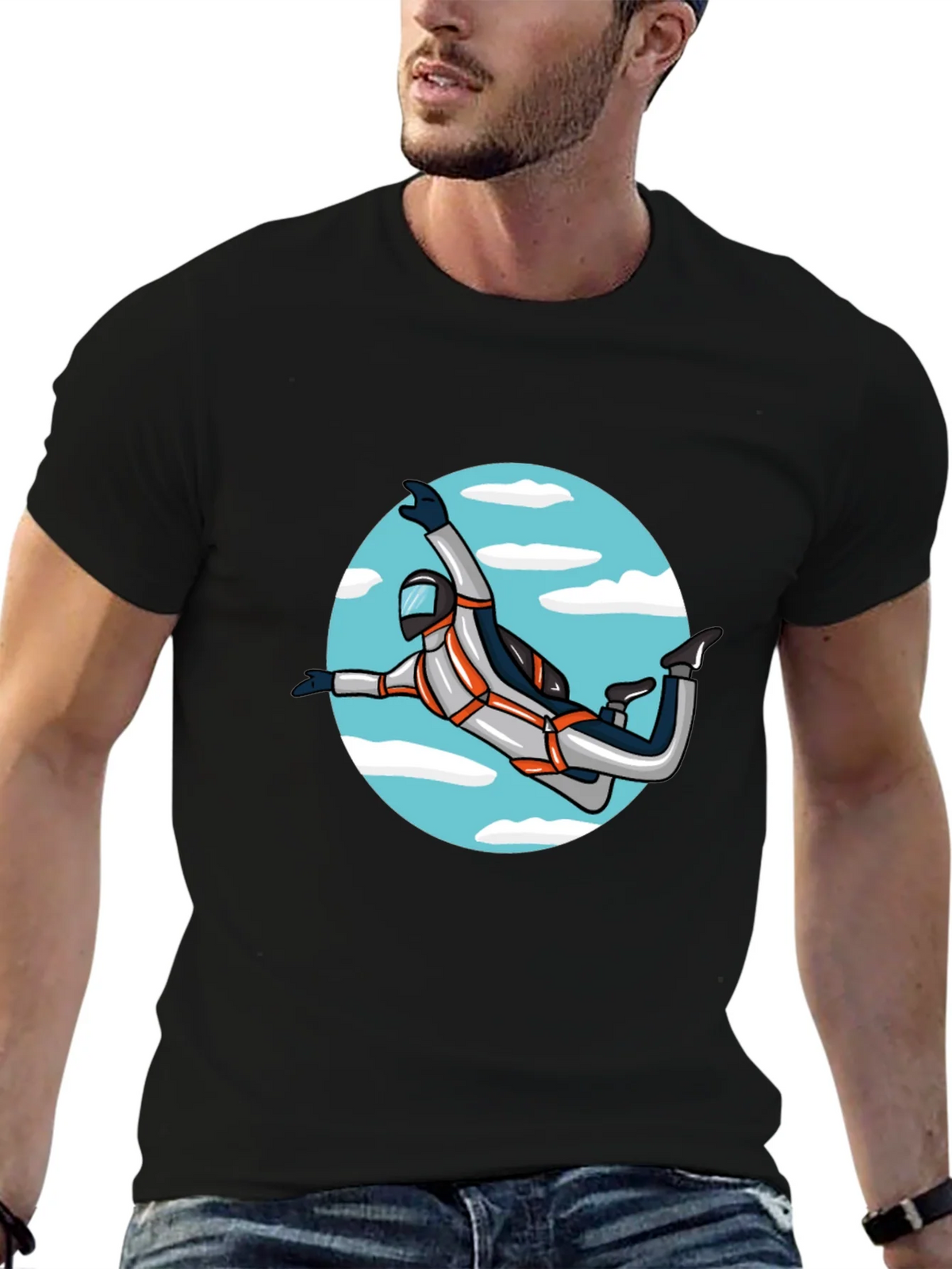 Skydiver Graphic Tee - Black Crew Neck Shirt product image 9