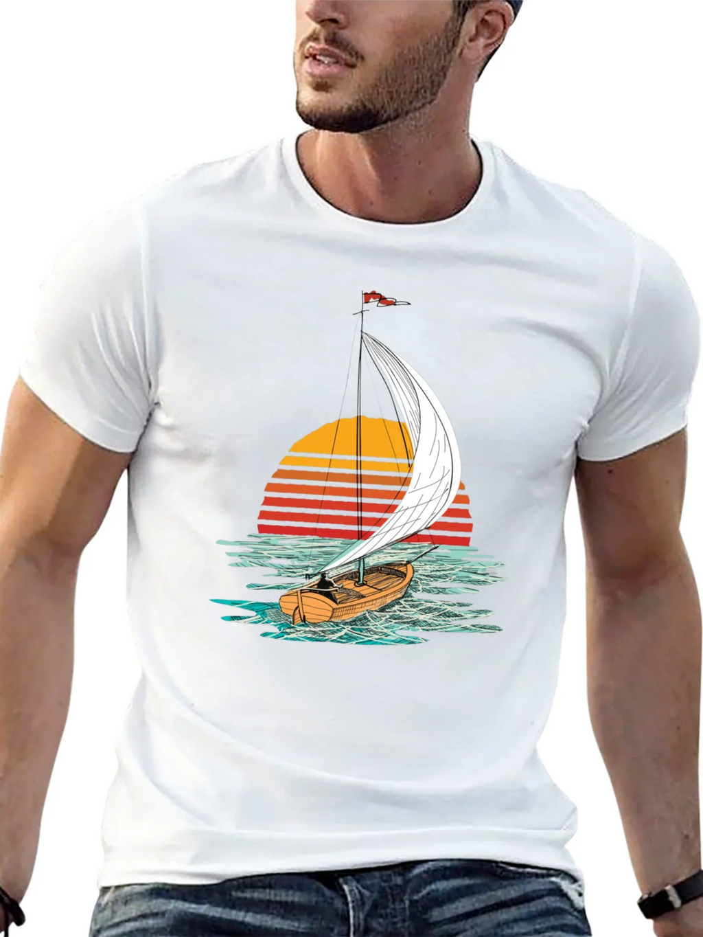 Sailboat Sunset Graphic Tee - Black T-Shirt product image 4