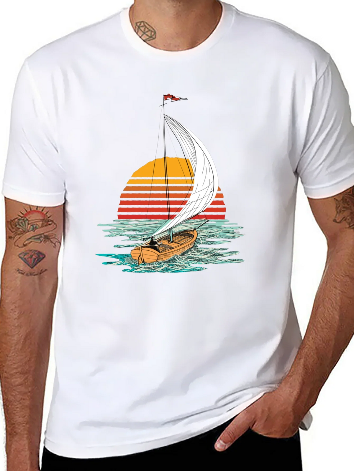 Sailboat Sunset Graphic Tee - Black T-Shirt product image 10