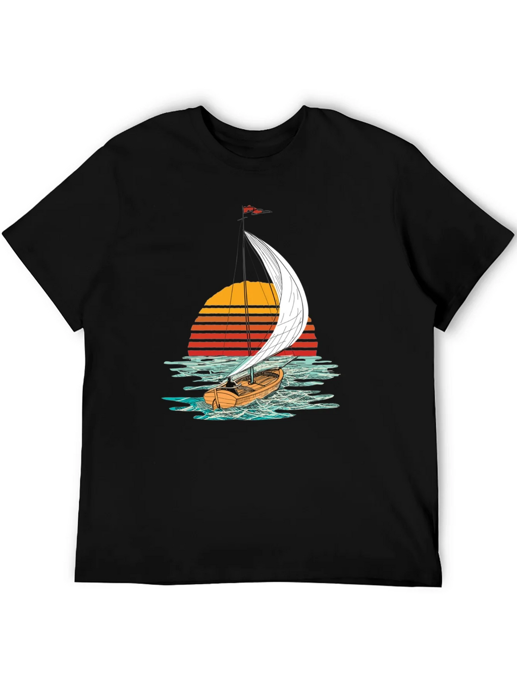 Sailboat Sunset Graphic Tee - Black T-Shirt product image 8