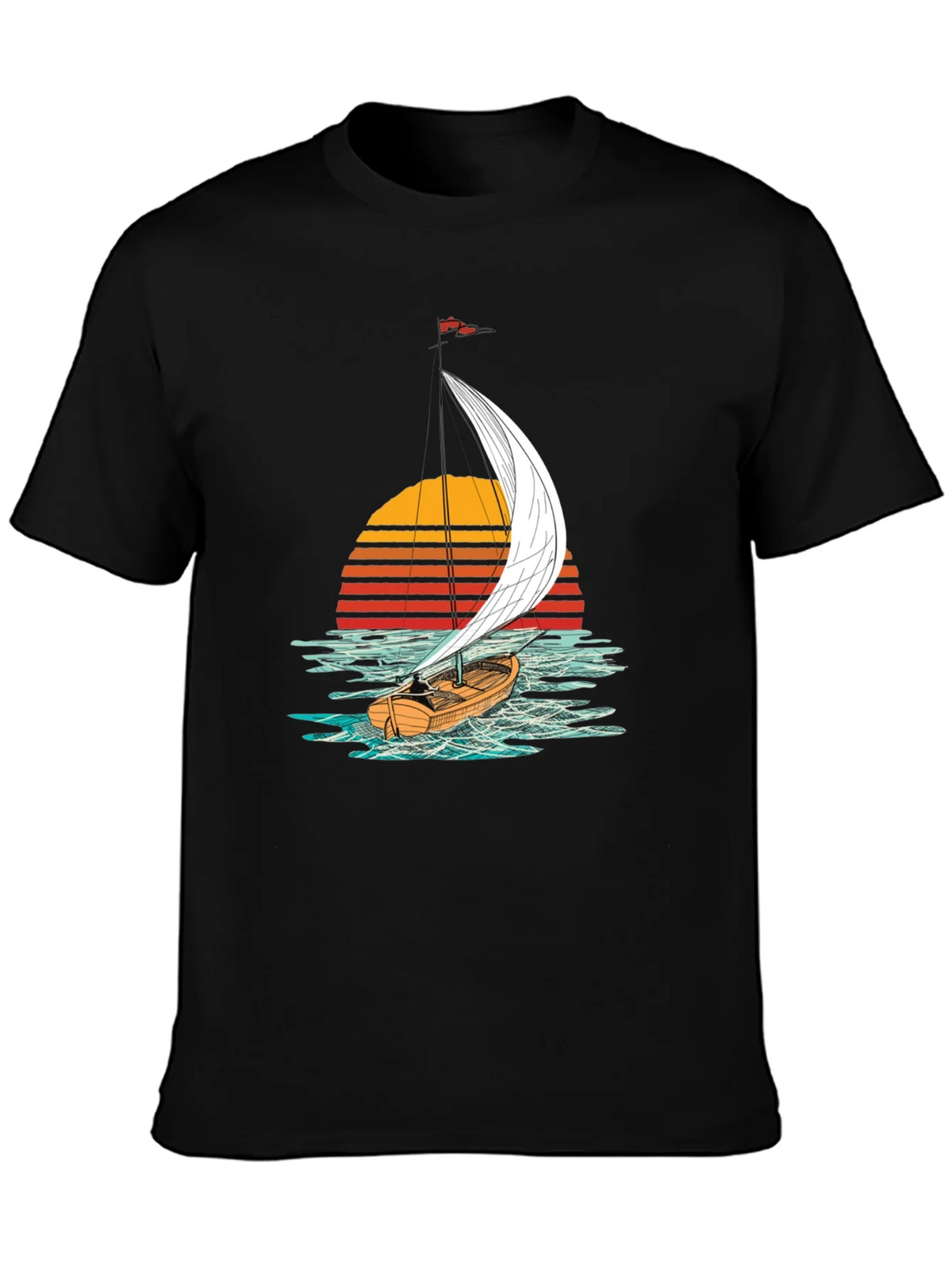 Sailboat Sunset Graphic Tee - Black T-Shirt product image 6