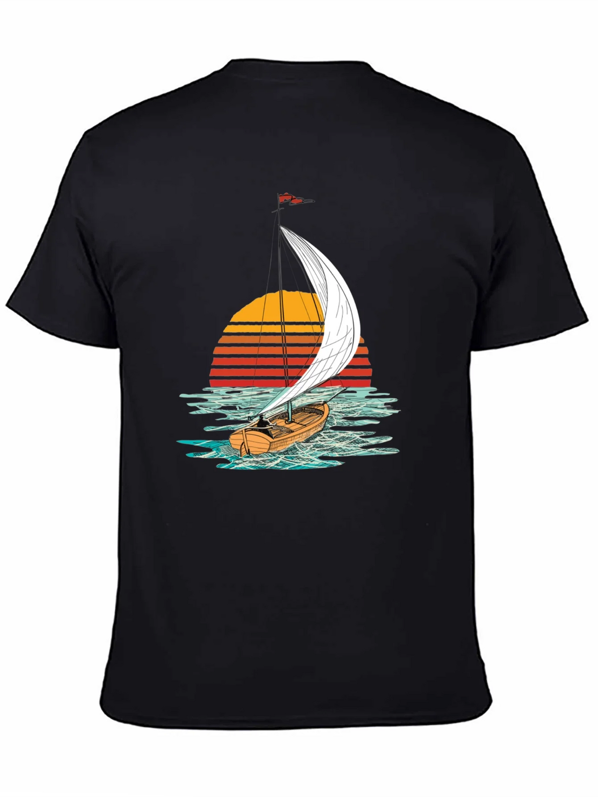 Sailboat Sunset Graphic Tee - Black T-Shirt product image 7