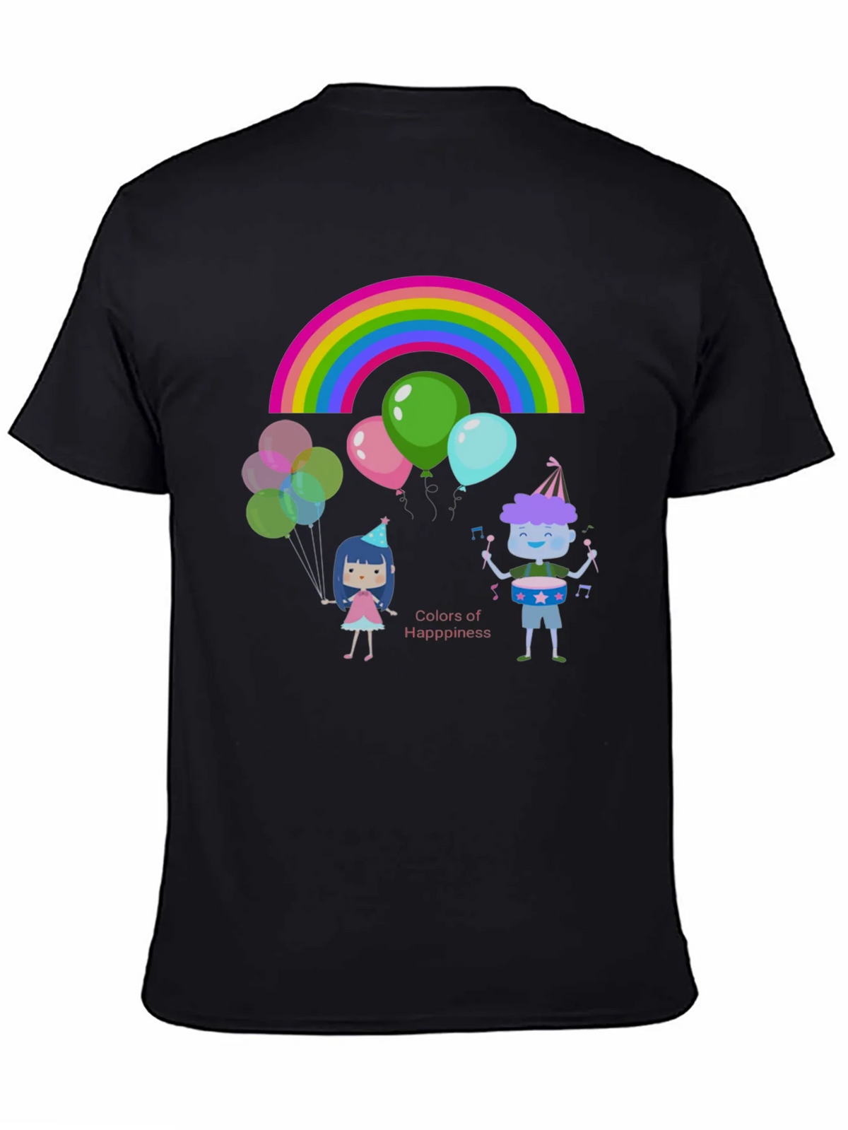 Colors of Happiness Graphic Tee - Black Cotton T-Shirt product image 7