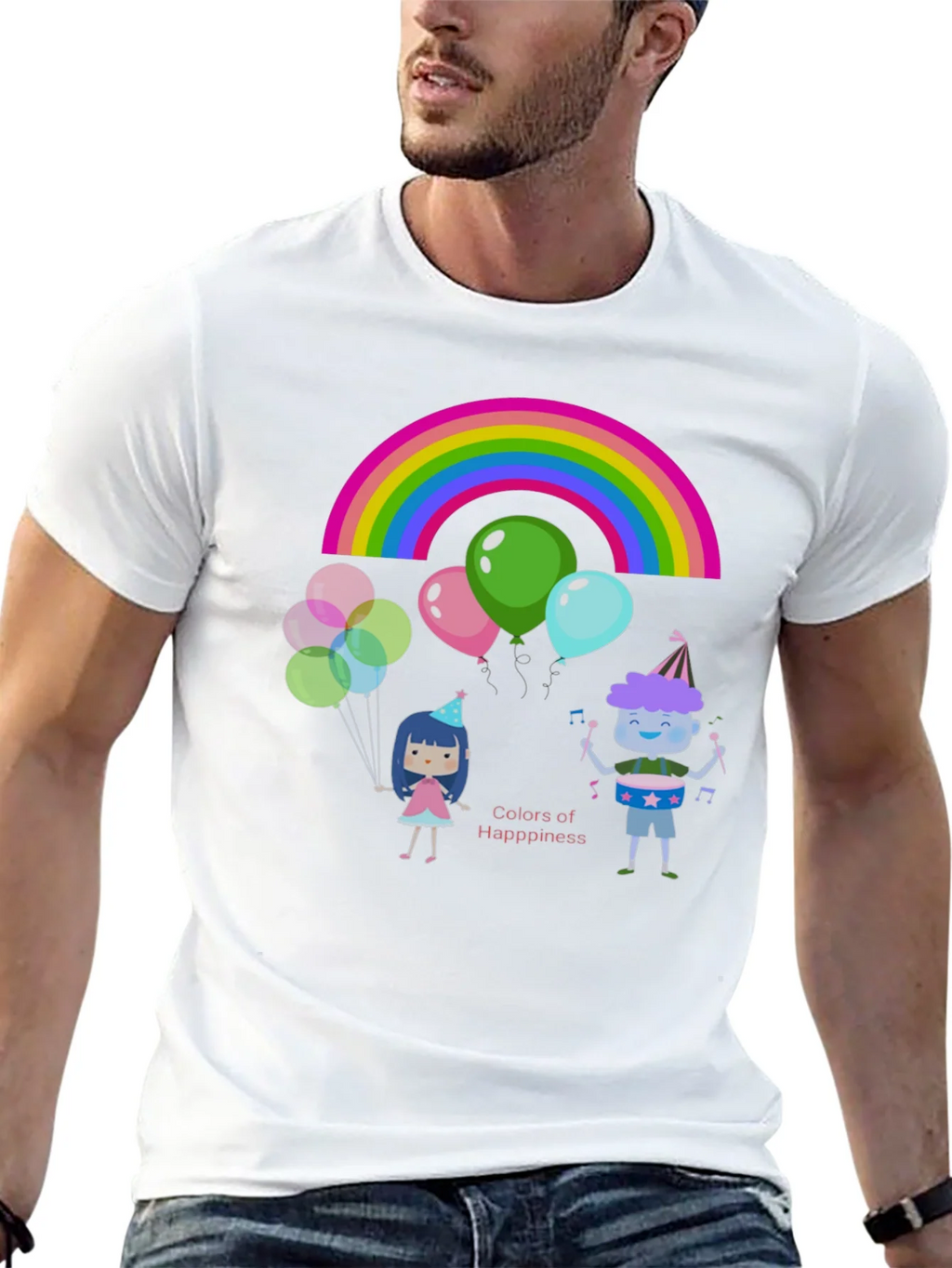 Colors of Happiness Graphic Tee - Black Cotton T-Shirt product image 4