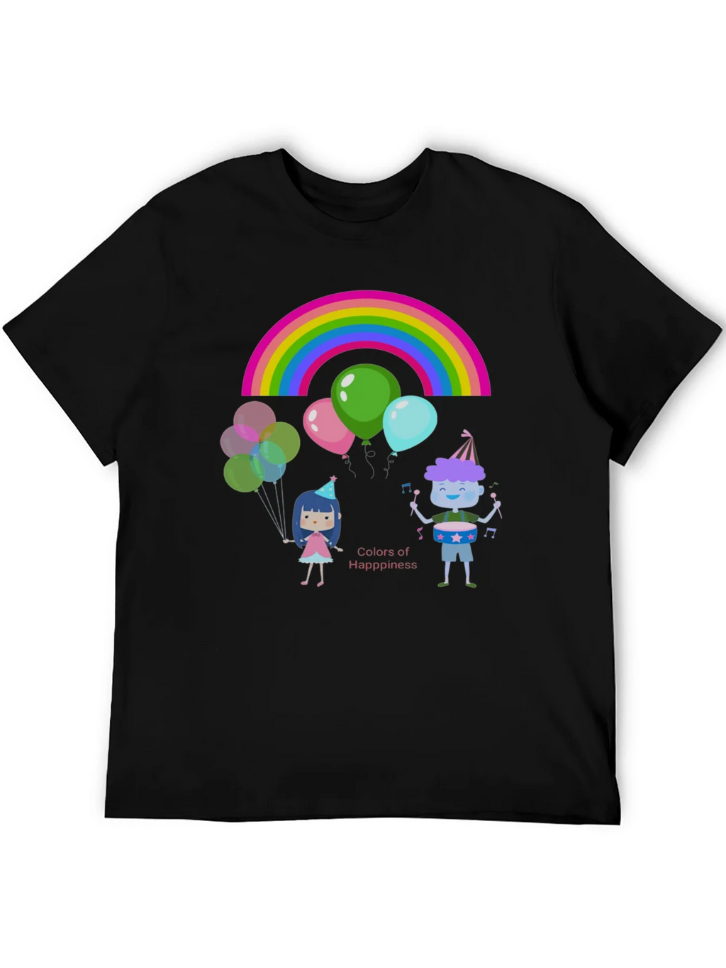 Colors of Happiness Graphic Tee - Black Cotton T-Shirt product image 8