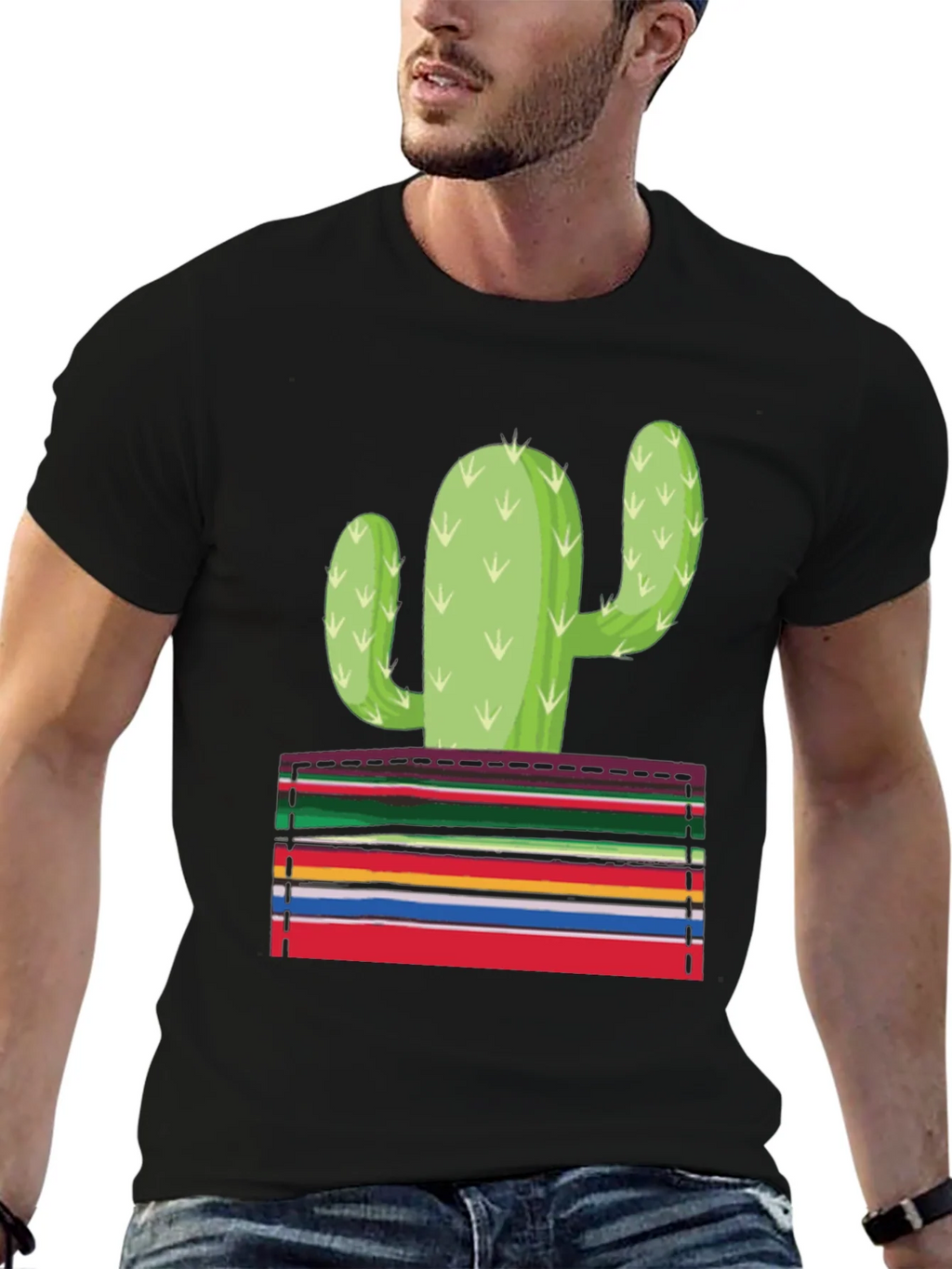 Cactus Serape Pocket Graphic T-Shirt product image 9