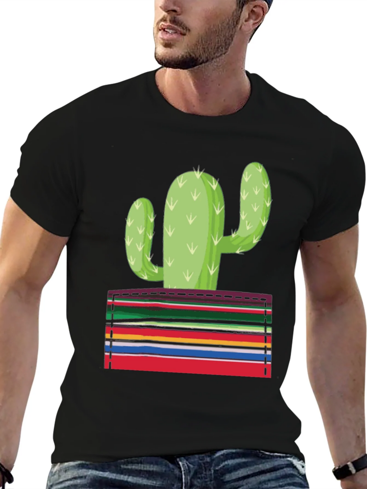 Cactus Serape Pocket Graphic T-Shirt product image 9