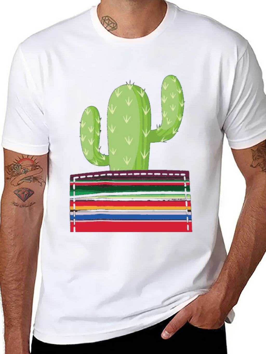 Cactus Serape Pocket Graphic T-Shirt product image 10