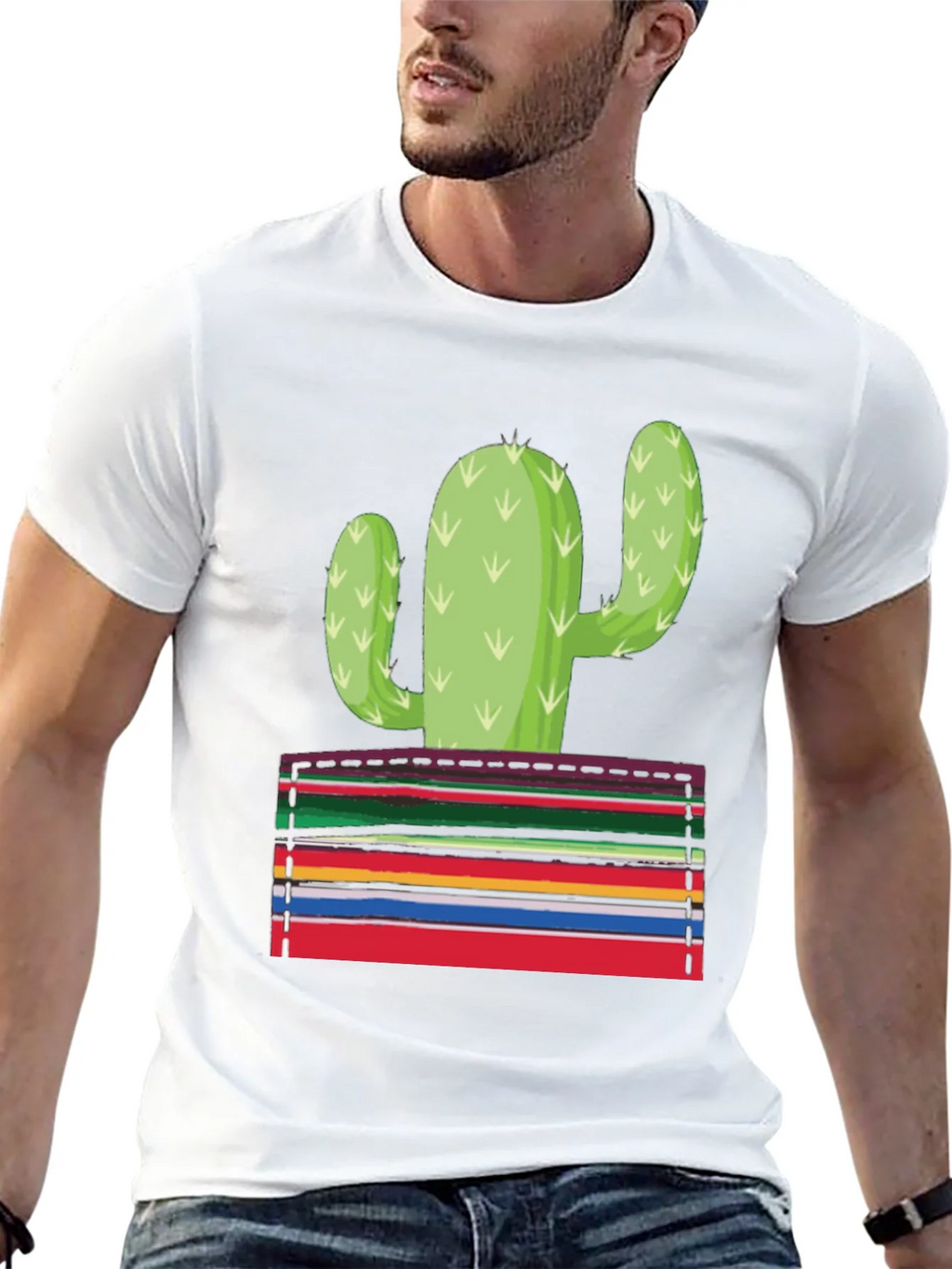 Cactus Serape Pocket Graphic T-Shirt product image 4