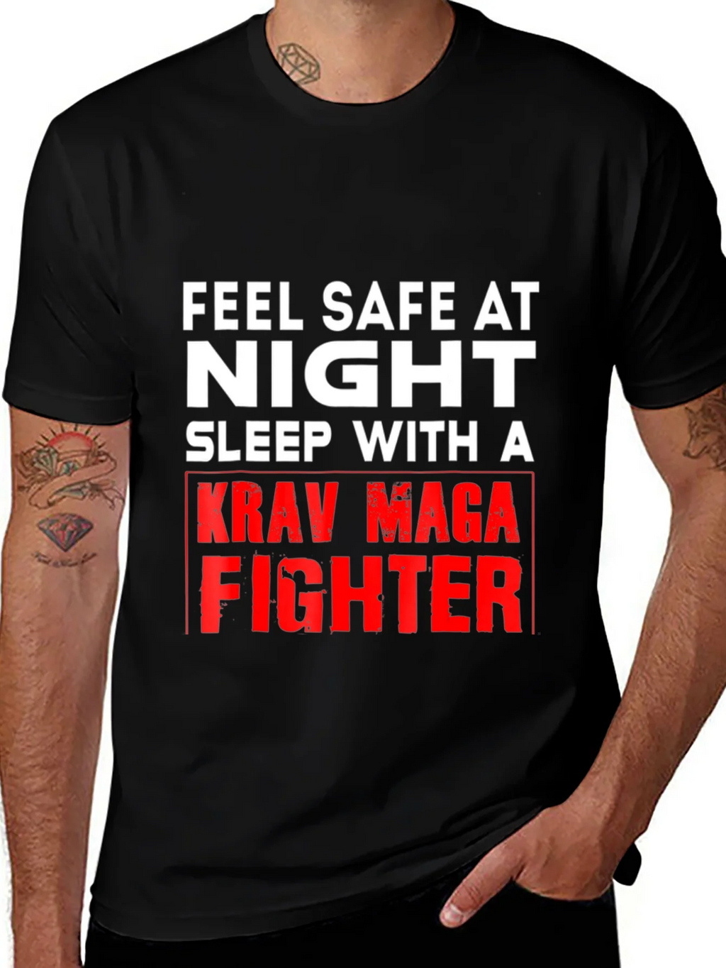 Feel Safe At Night Krav Maga Fighter Graphic Tee product image 1