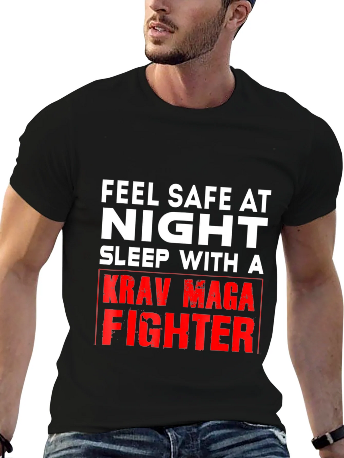 Feel Safe At Night Krav Maga Fighter Graphic Tee product image 9