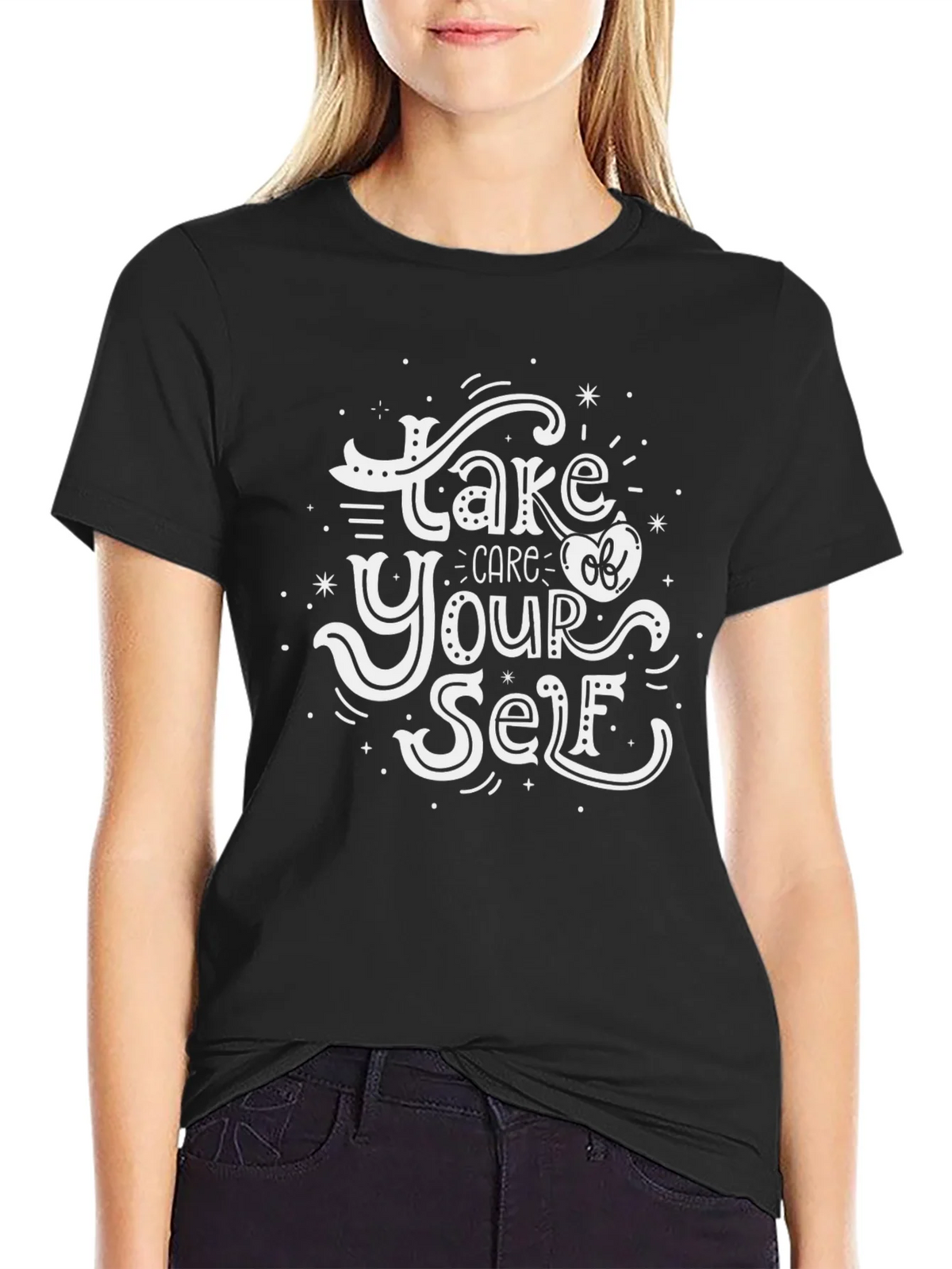 Take Care Of Yourself Graphic Tee - Black Cotton Comfort product image 5