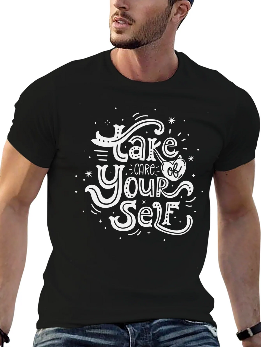 Take Care Of Yourself Graphic Tee - Black Cotton Comfort product image 9