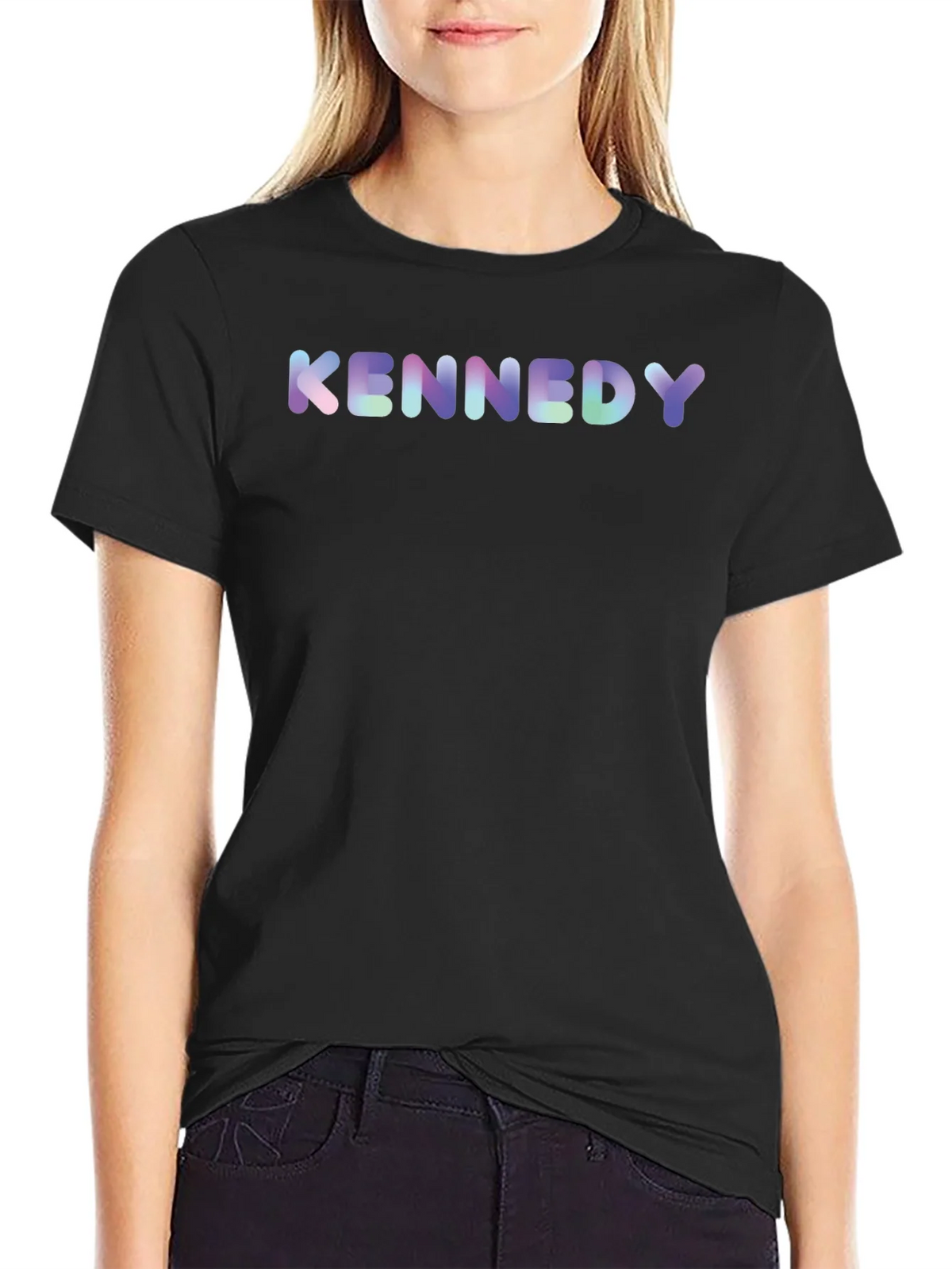 Kennedy Black T-Shirt - Colorful Text Design product image 5