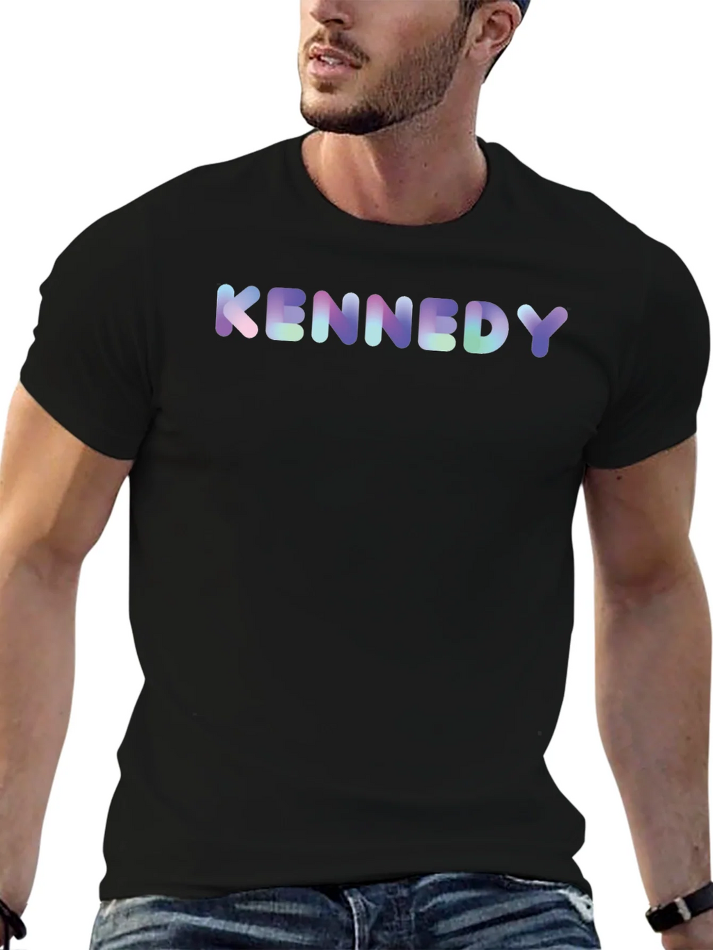 Kennedy Black T-Shirt - Colorful Text Design product image 9
