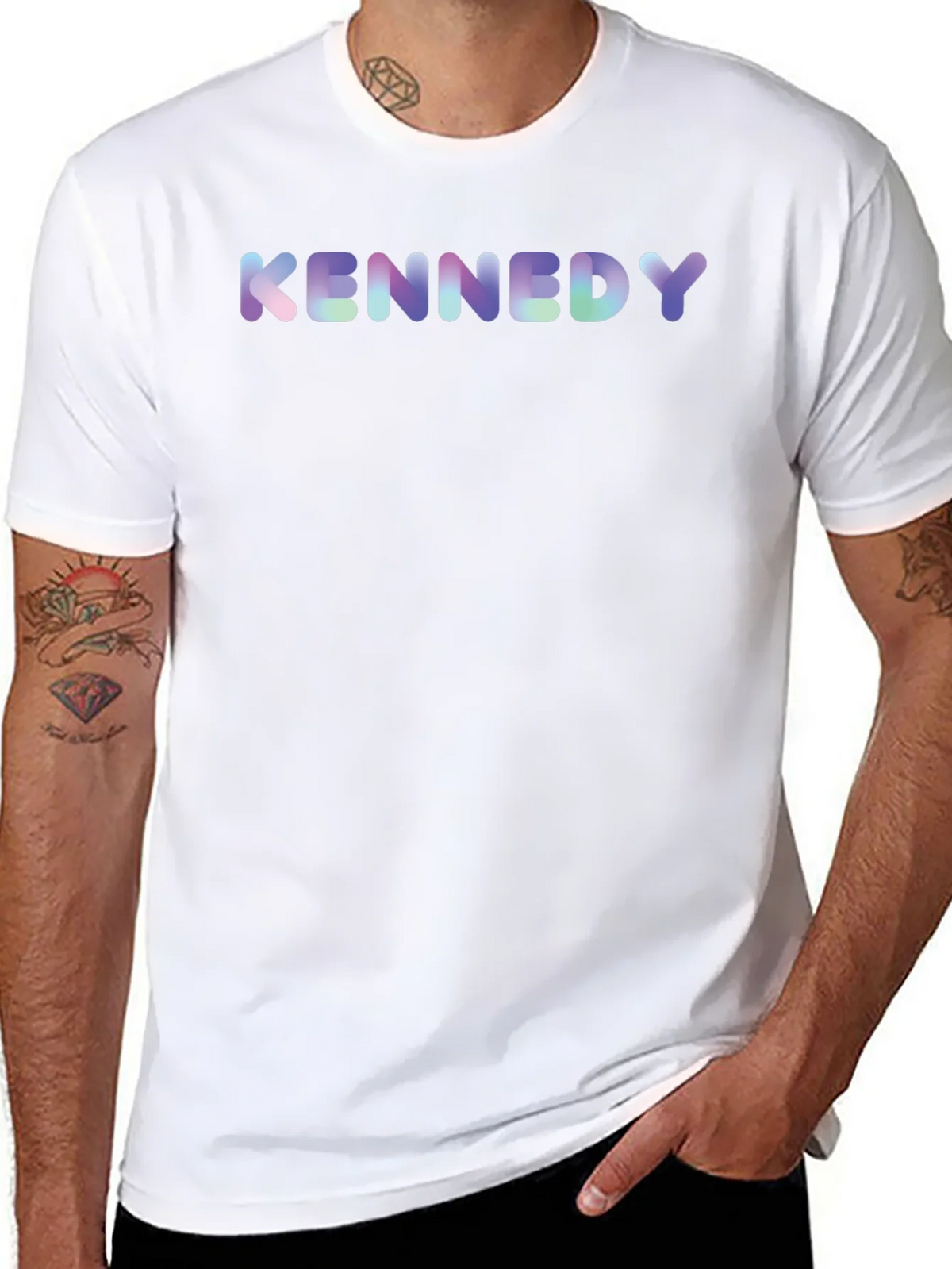 Kennedy Black T-Shirt - Colorful Text Design product image 10