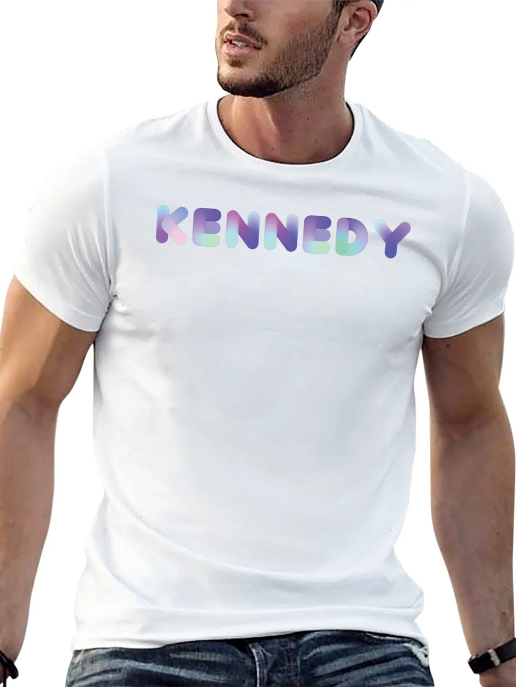 Kennedy Black T-Shirt - Colorful Text Design product image 4