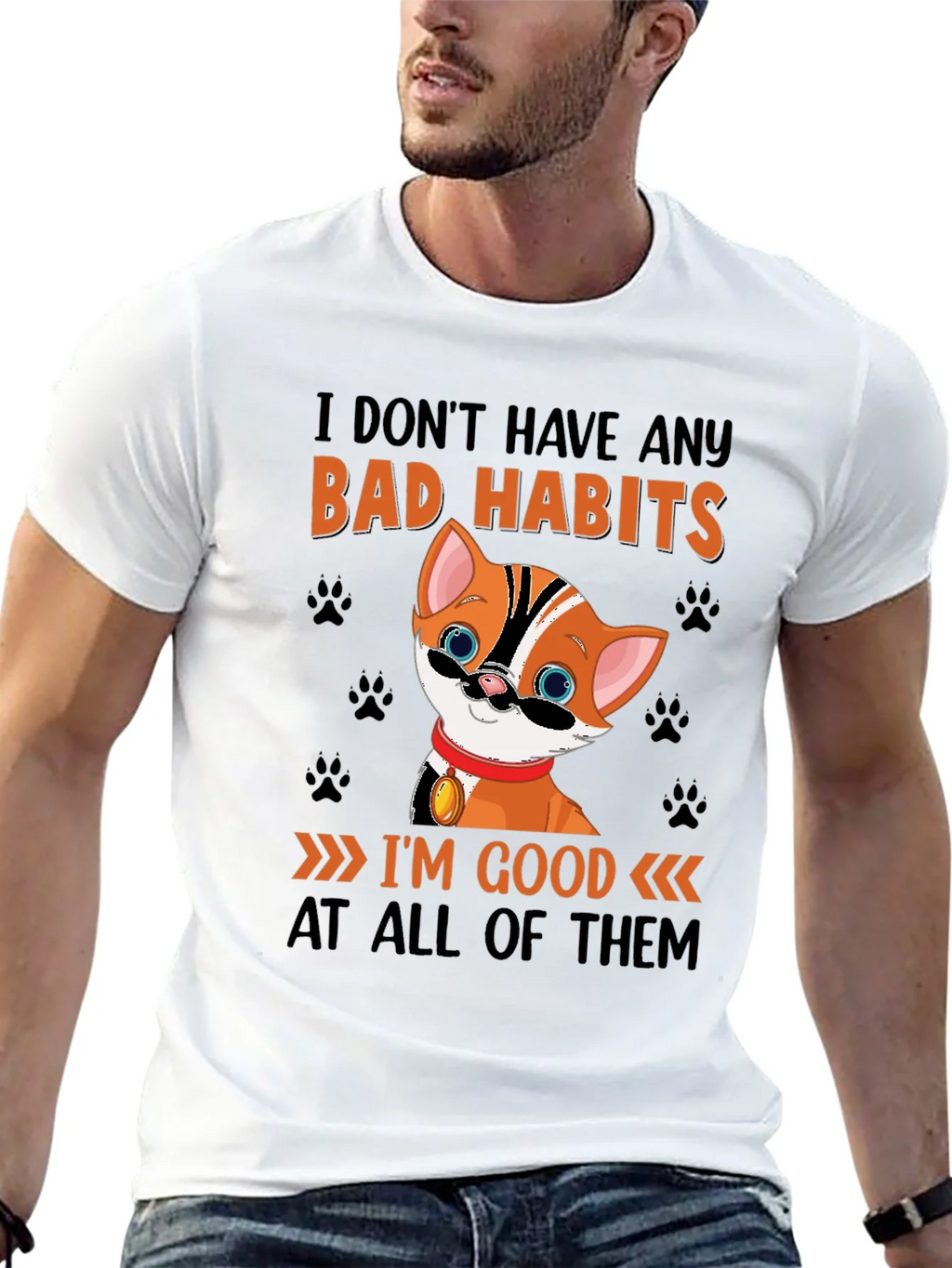 Funny Cat Bad Habits Graphic T-Shirt product image 2