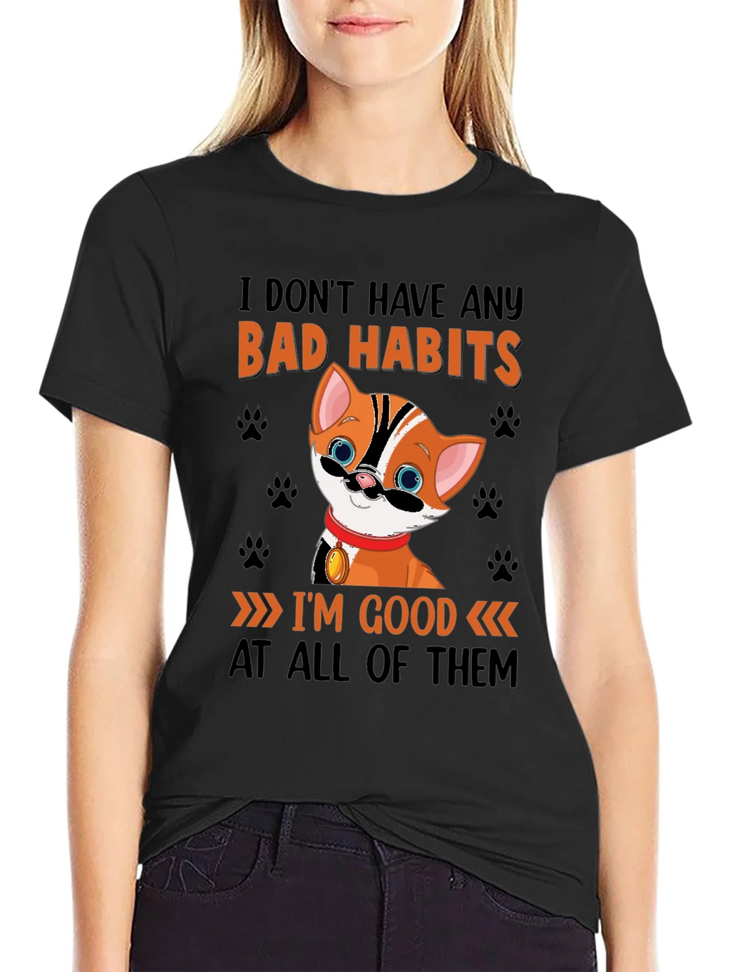 Funny Cat Bad Habits Graphic T-Shirt product image 3
