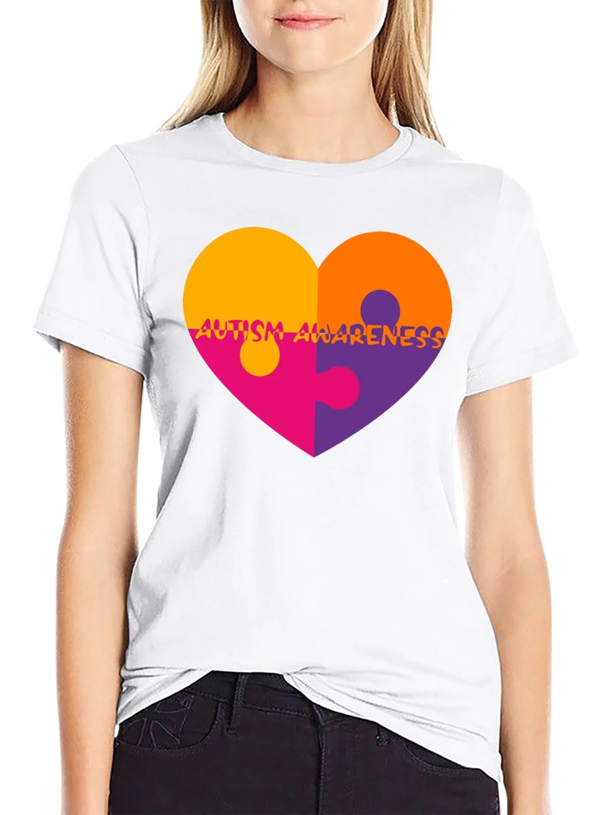 Autism Awareness Heart Puzzle T-Shirt product image 11