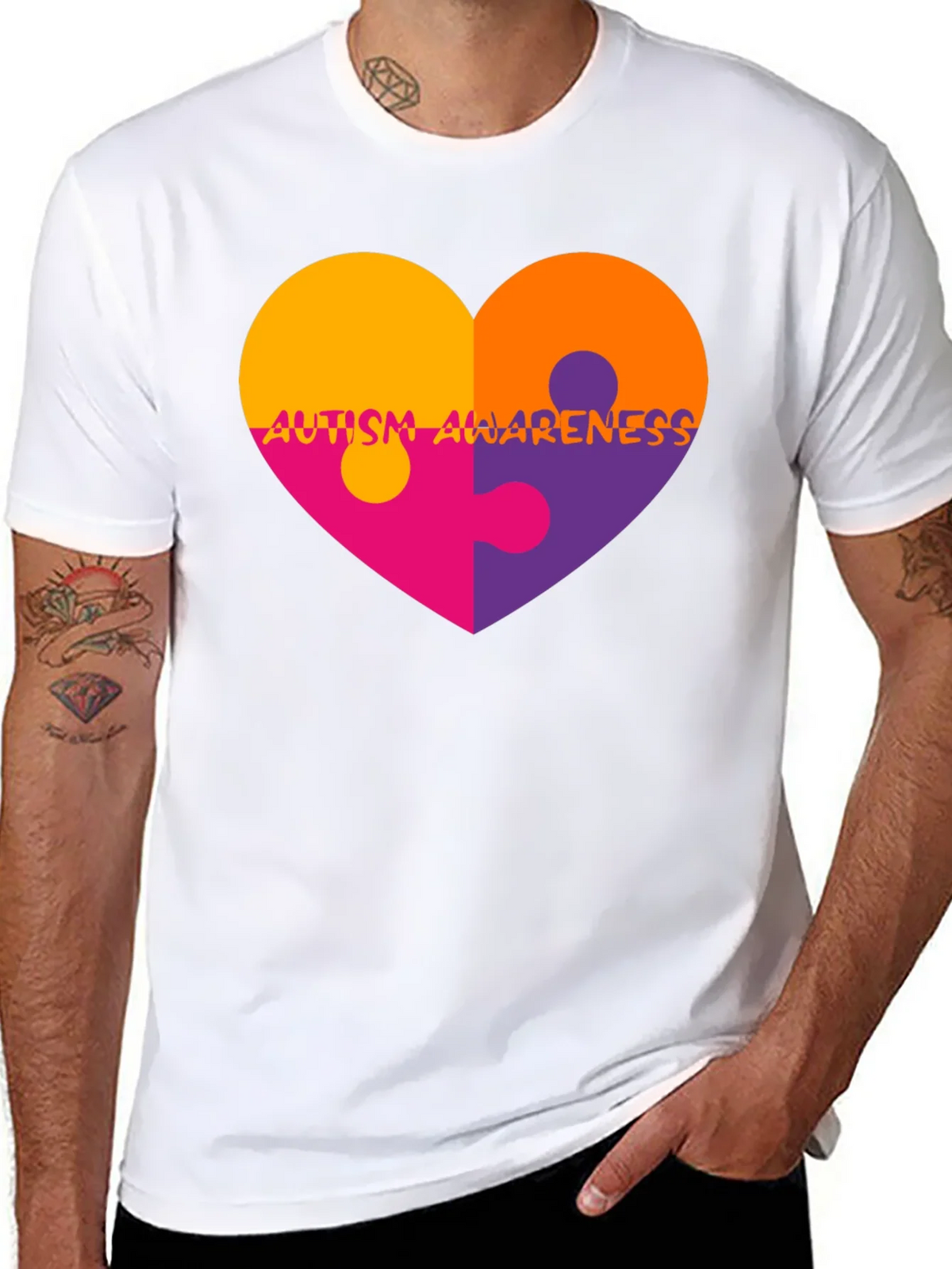 Autism Awareness Heart Puzzle T-Shirt product image 10