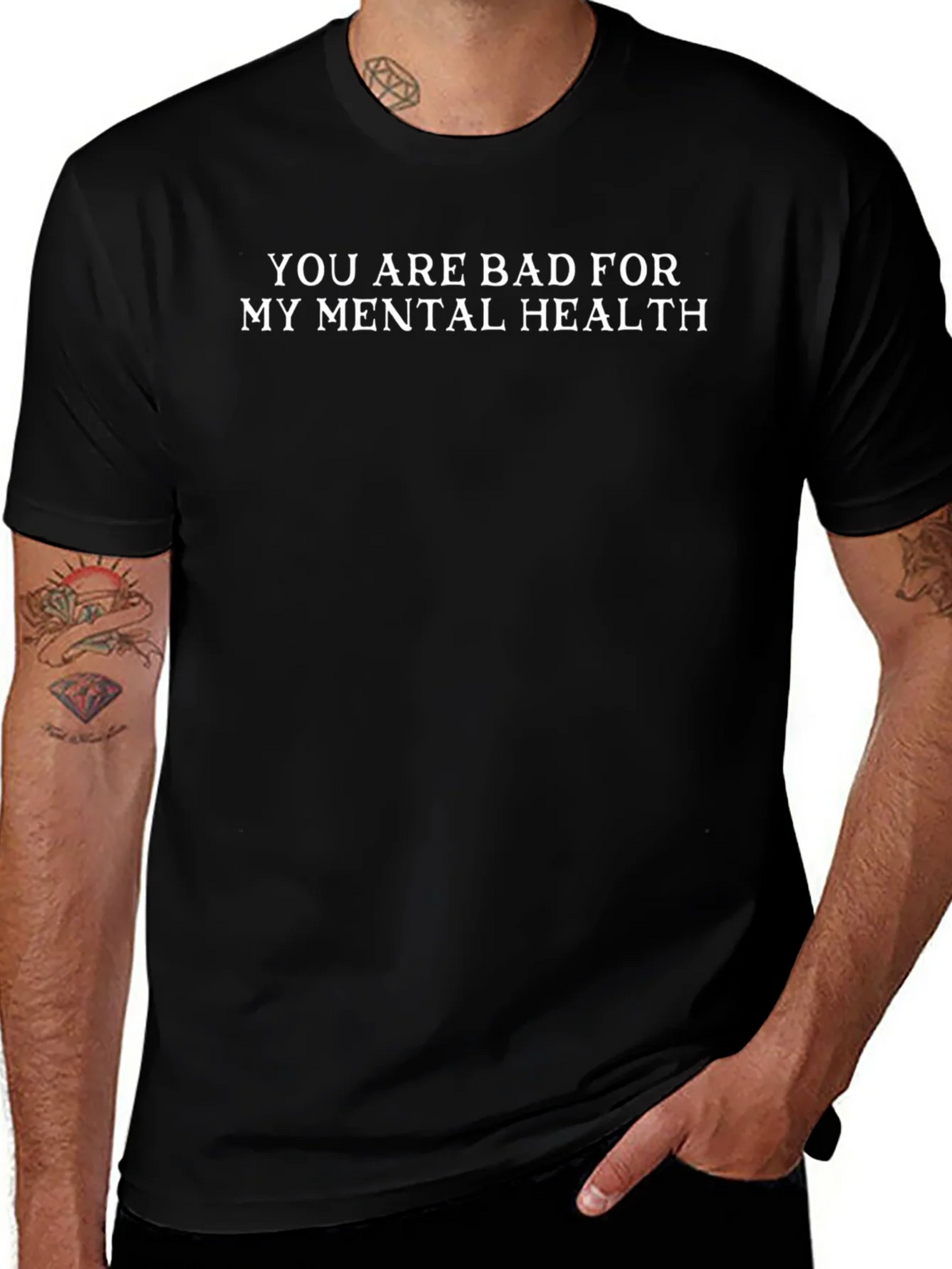 Humorous Bad For My Mental Health Black T-Shirt product image 1