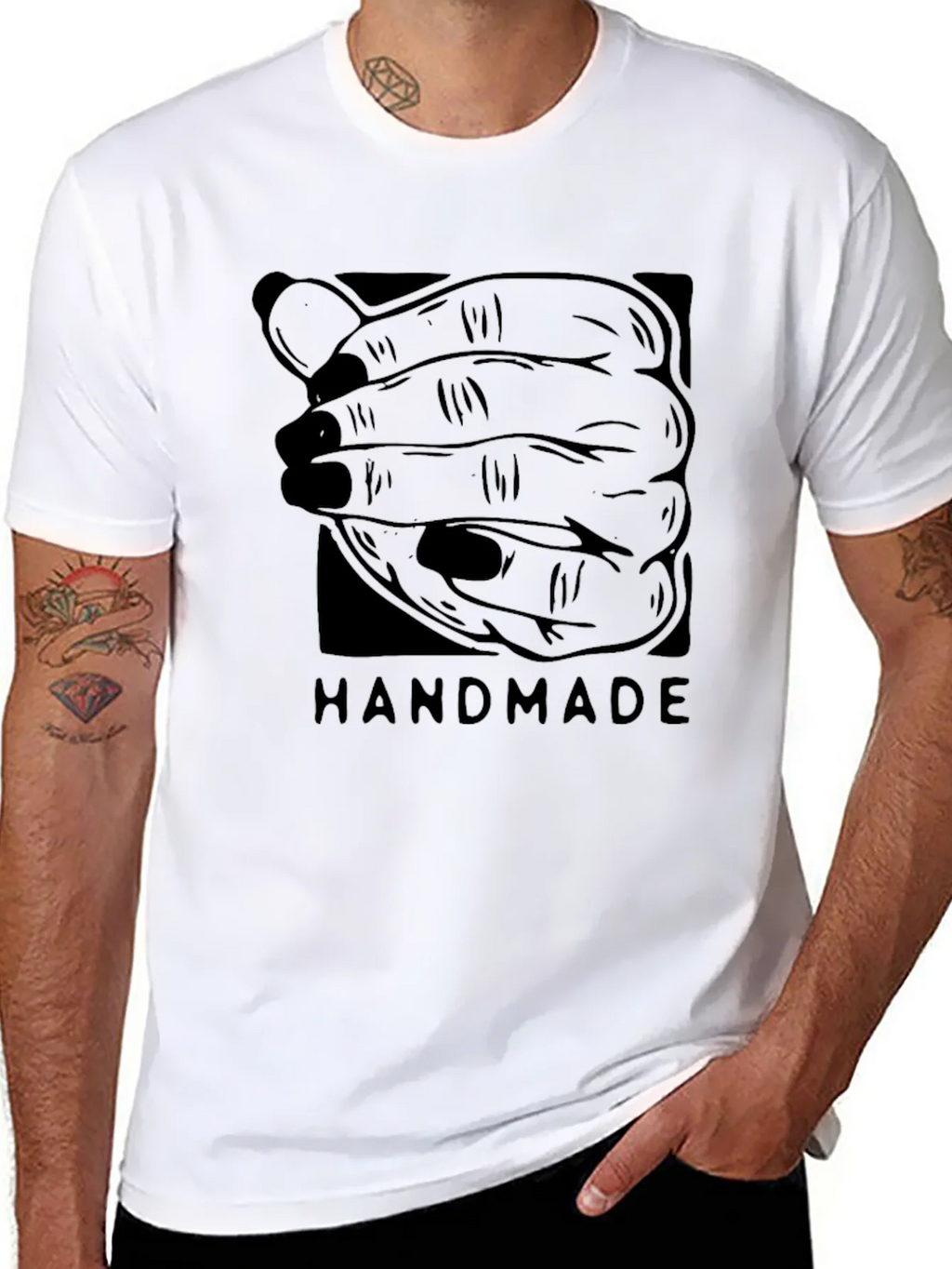 Handmade Graphic Tee - Black Cotton product image 10