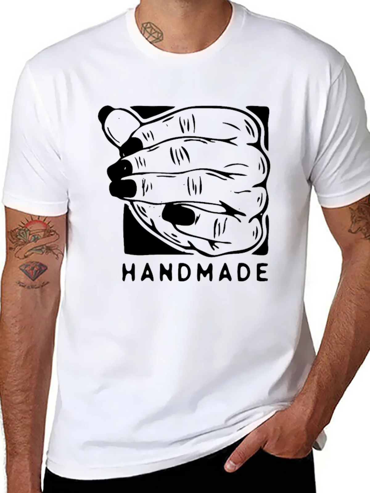 Handmade Graphic Tee - Black Cotton product image 10