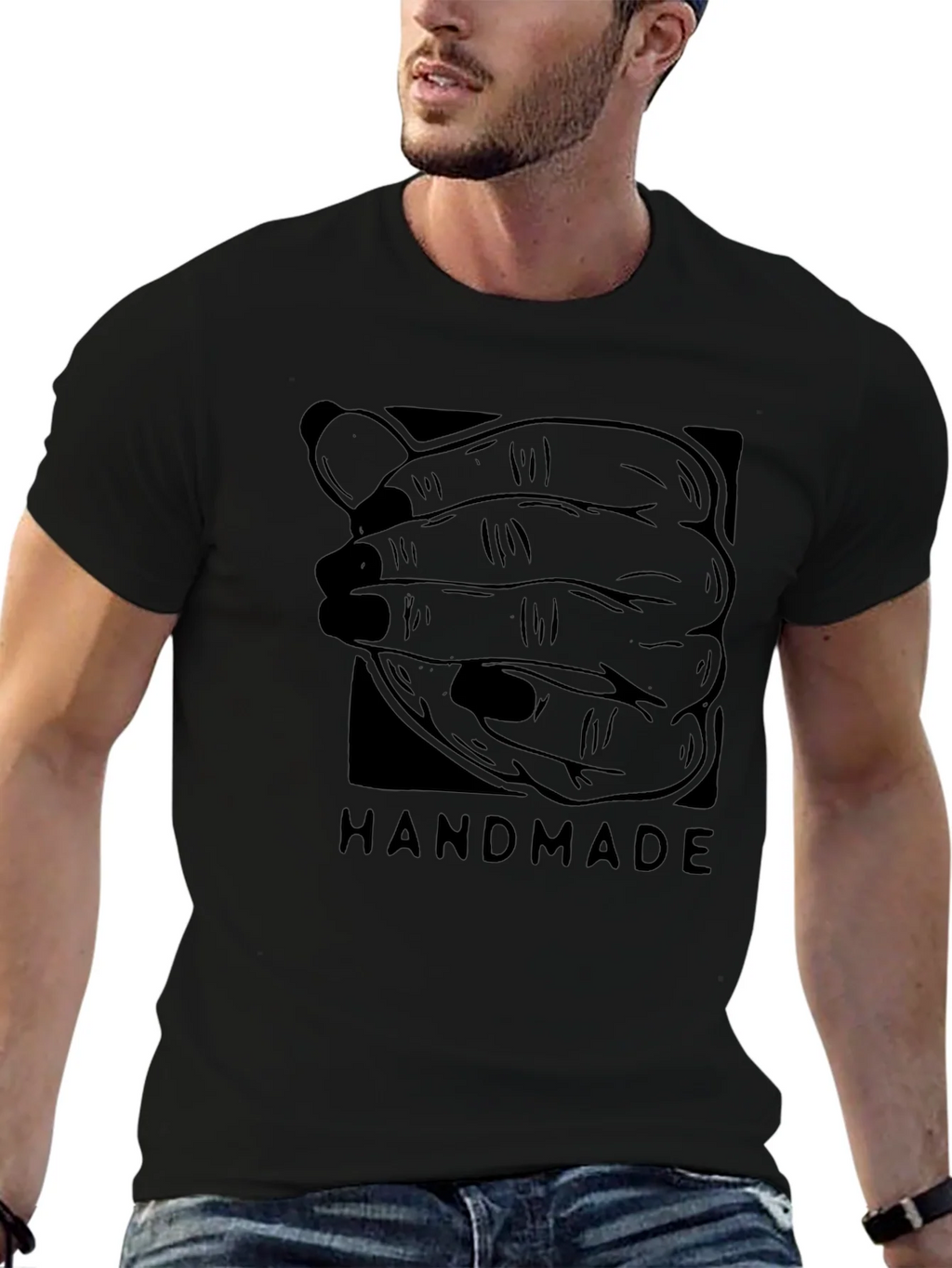 Handmade Graphic Tee - Black Cotton product image 9