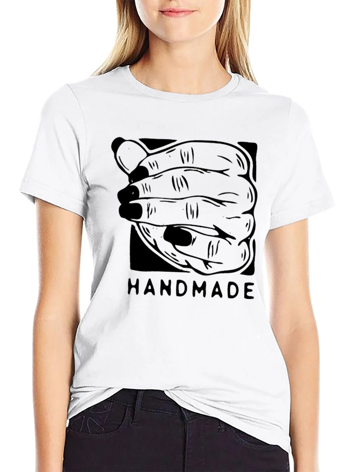 Handmade Graphic Tee - Black Cotton product image 11
