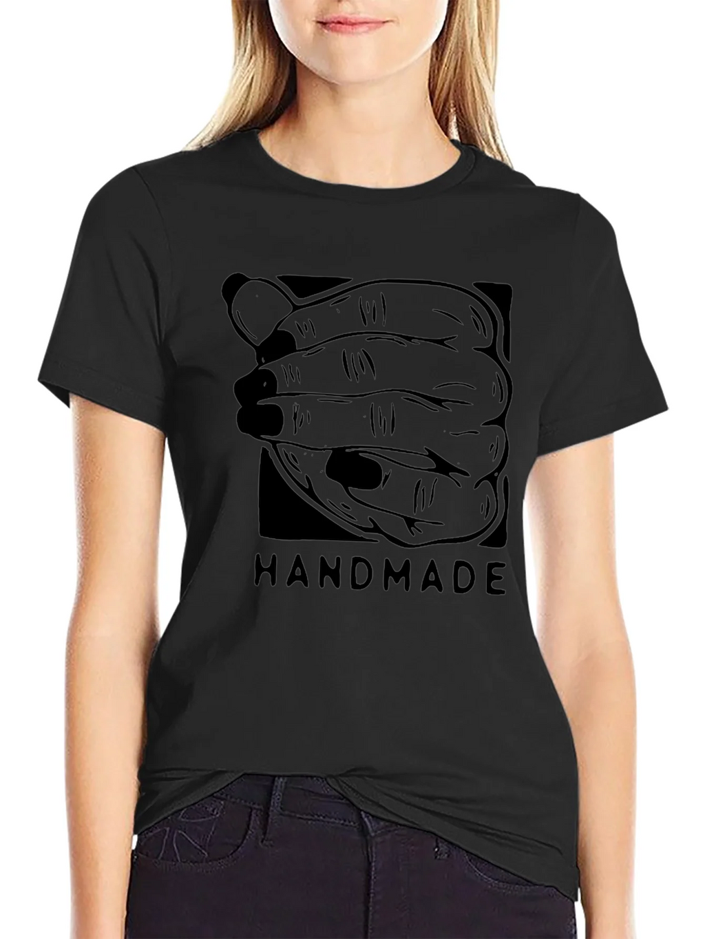 Handmade Graphic Tee - Black Cotton product image 5