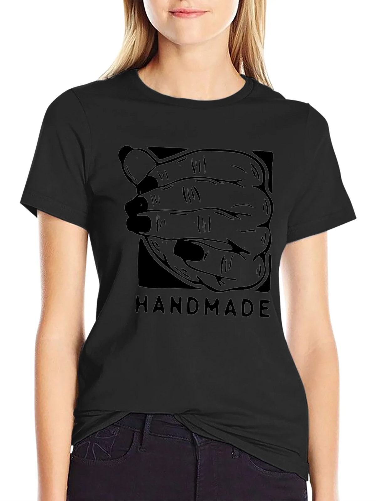 Handmade Graphic Tee - Black Cotton product image 5