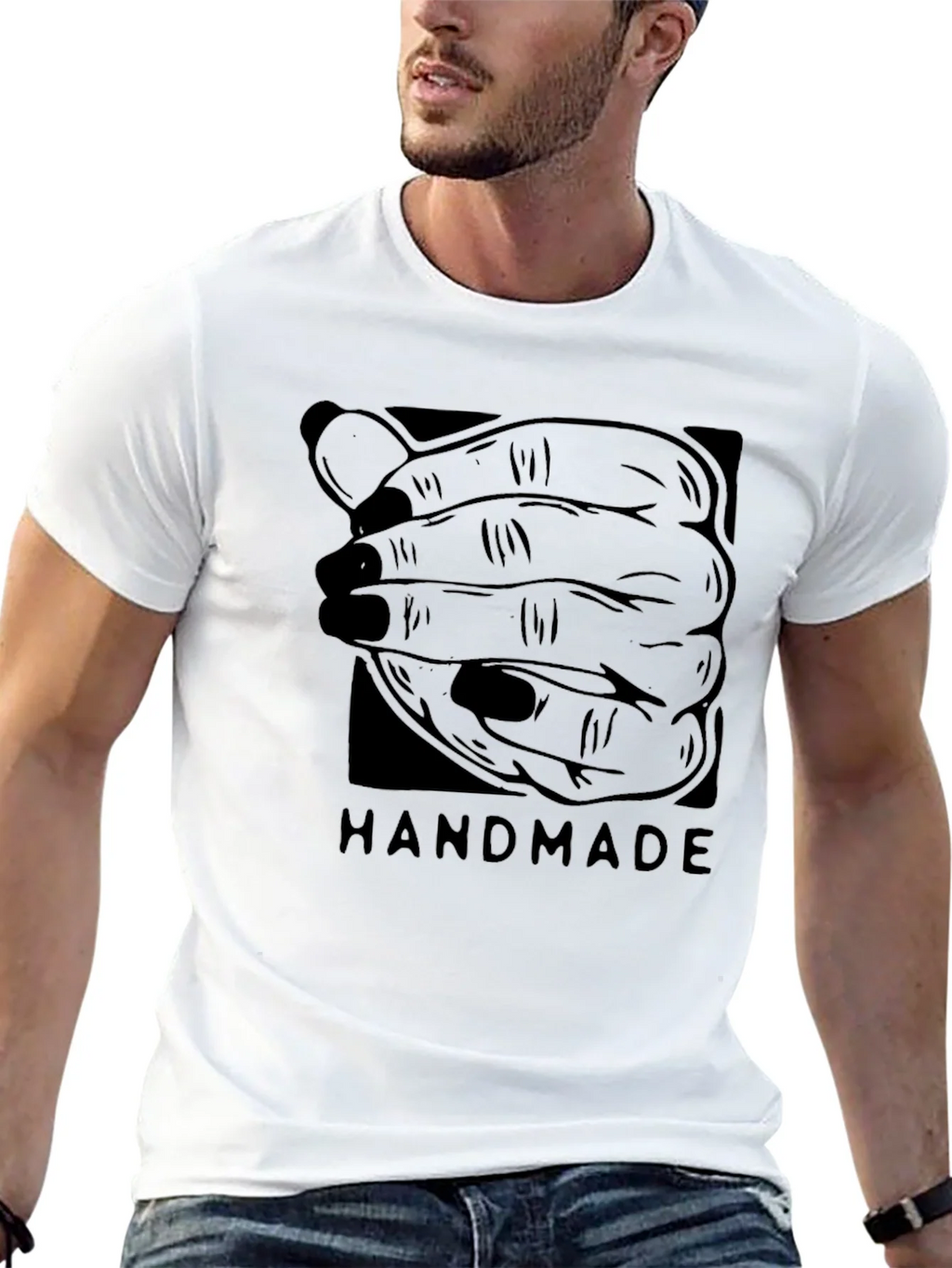 Handmade Graphic Tee - Black Cotton product image 4