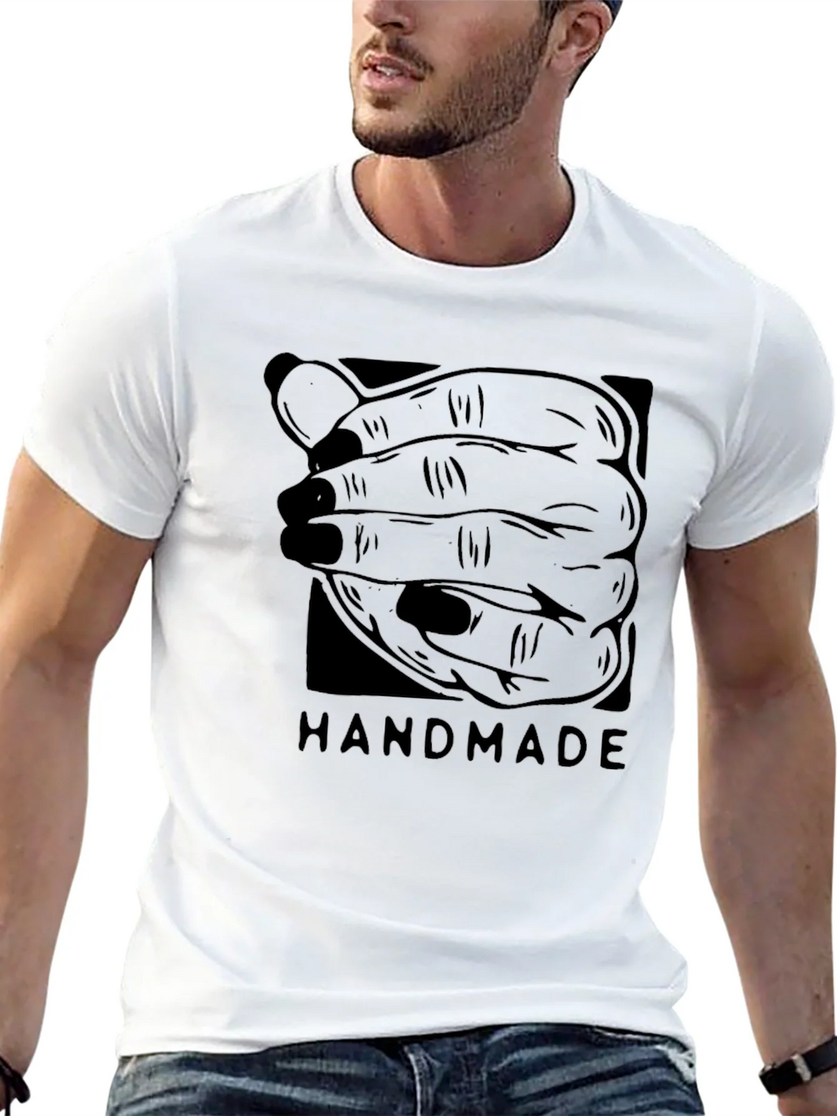 Handmade Graphic Tee - Black Cotton product image 4