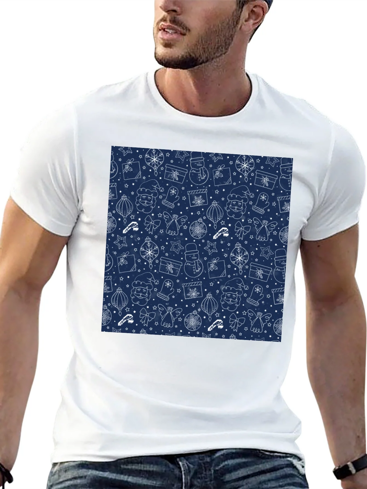 Festive Holiday Print T-Shirt - Mens Black Tee product image 4