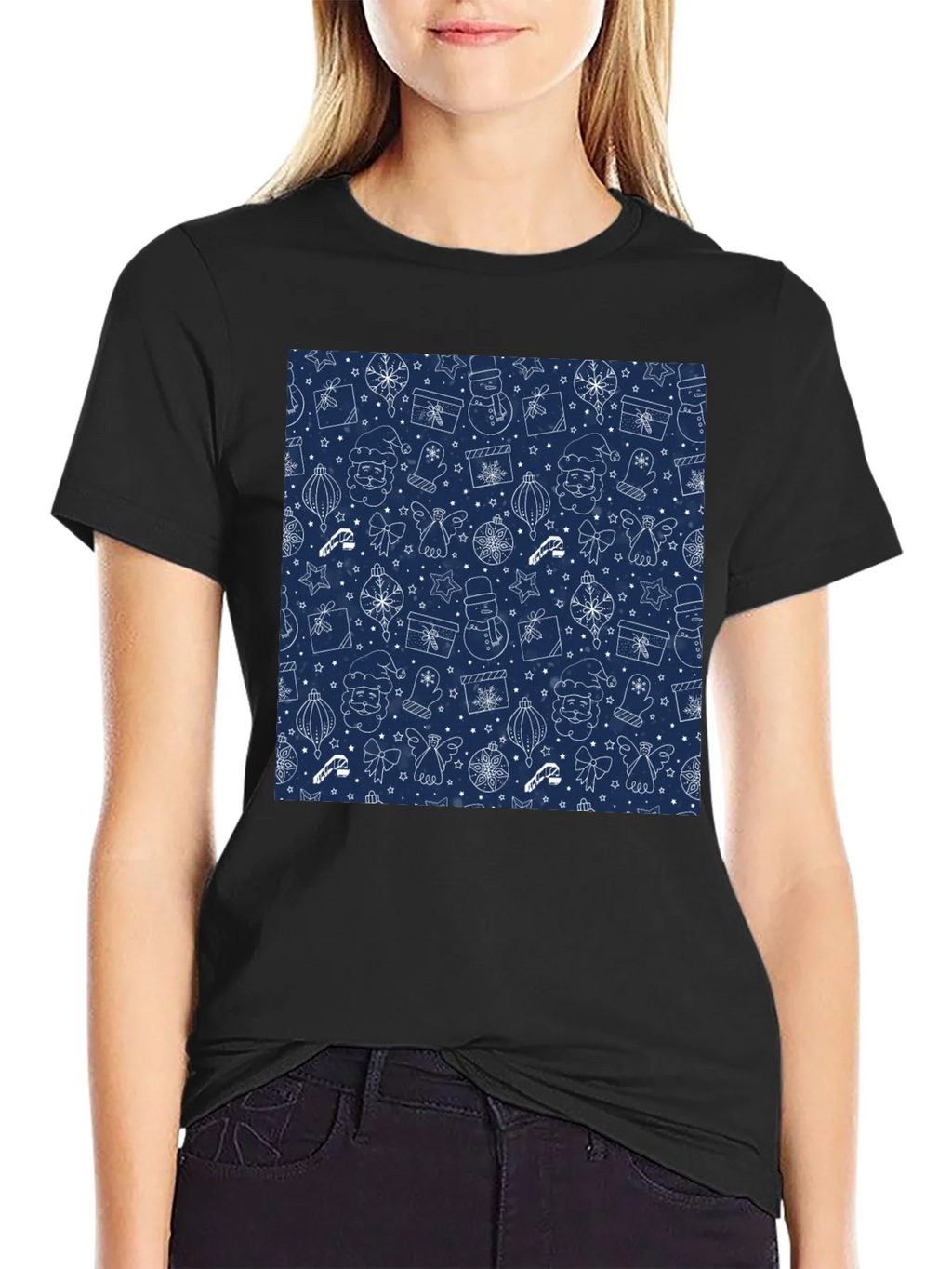 Festive Holiday Print T-Shirt - Mens Black Tee product image 5