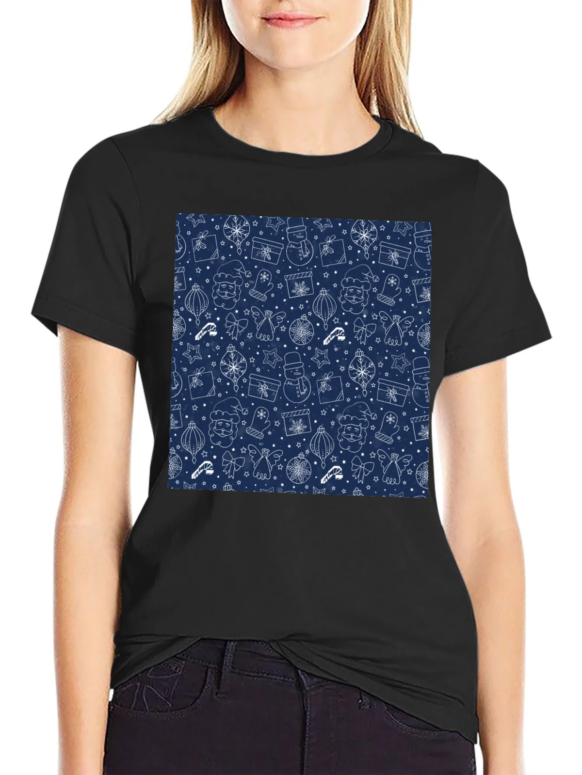 Festive Holiday Print T-Shirt - Mens Black Tee product image 5