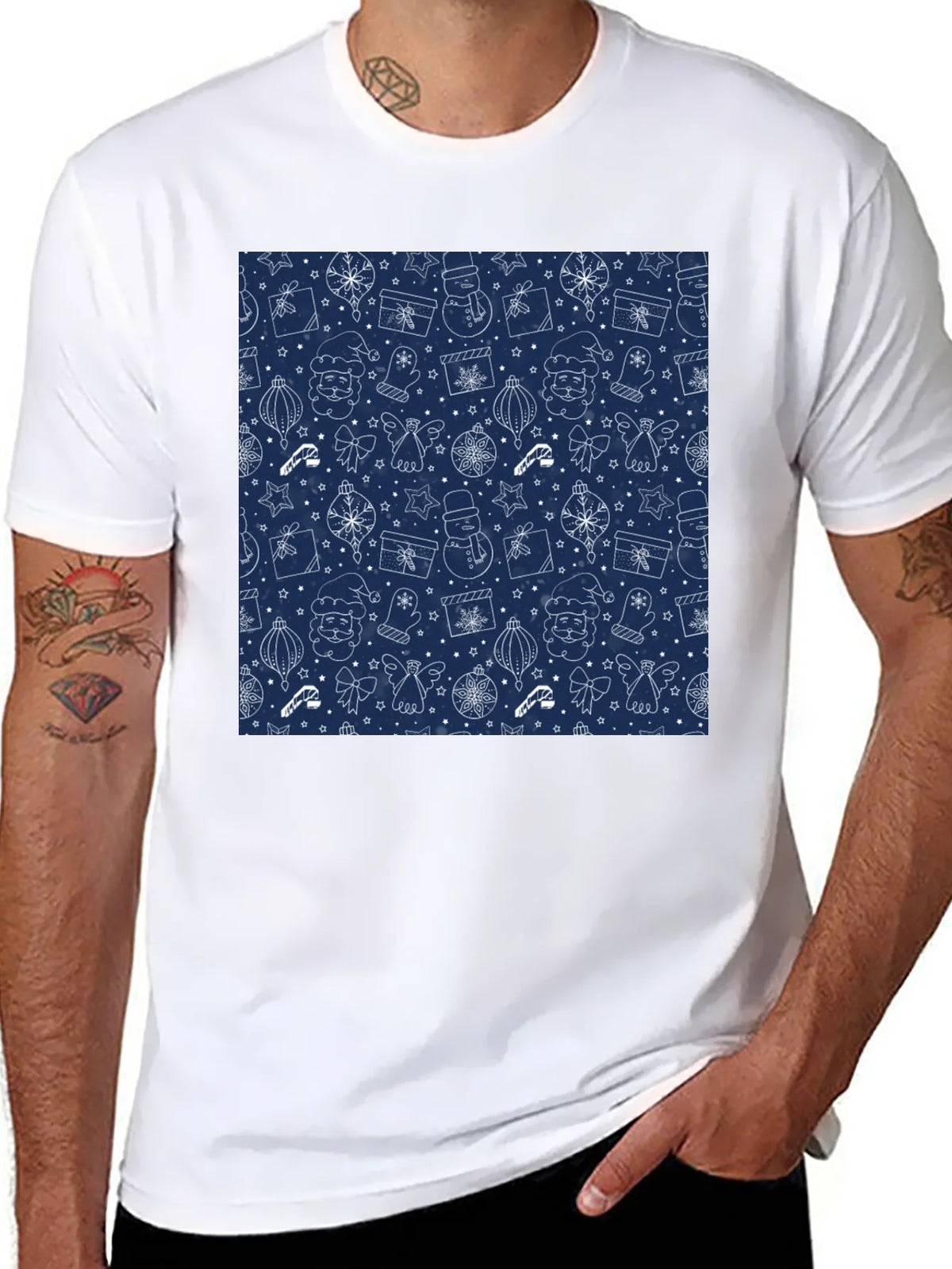 Festive Holiday Print T-Shirt - Mens Black Tee product image 10