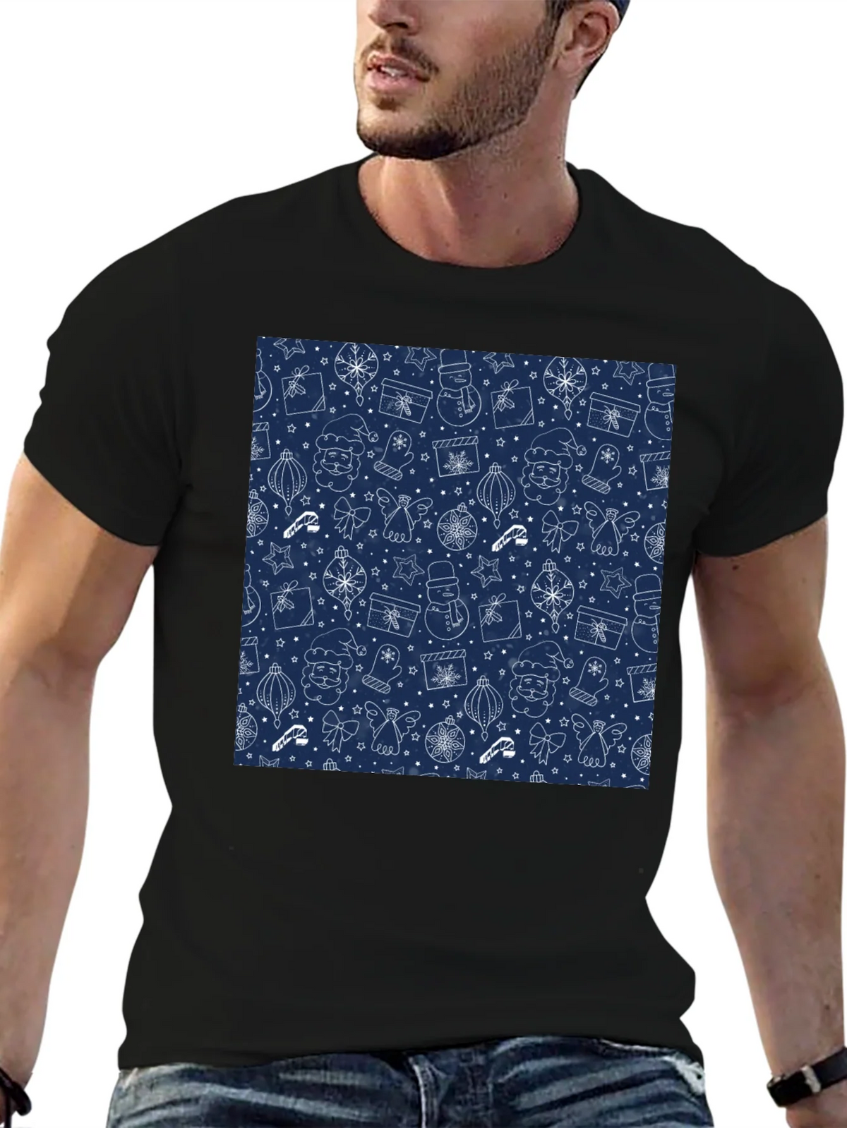 Festive Holiday Print T-Shirt - Mens Black Tee product image 9