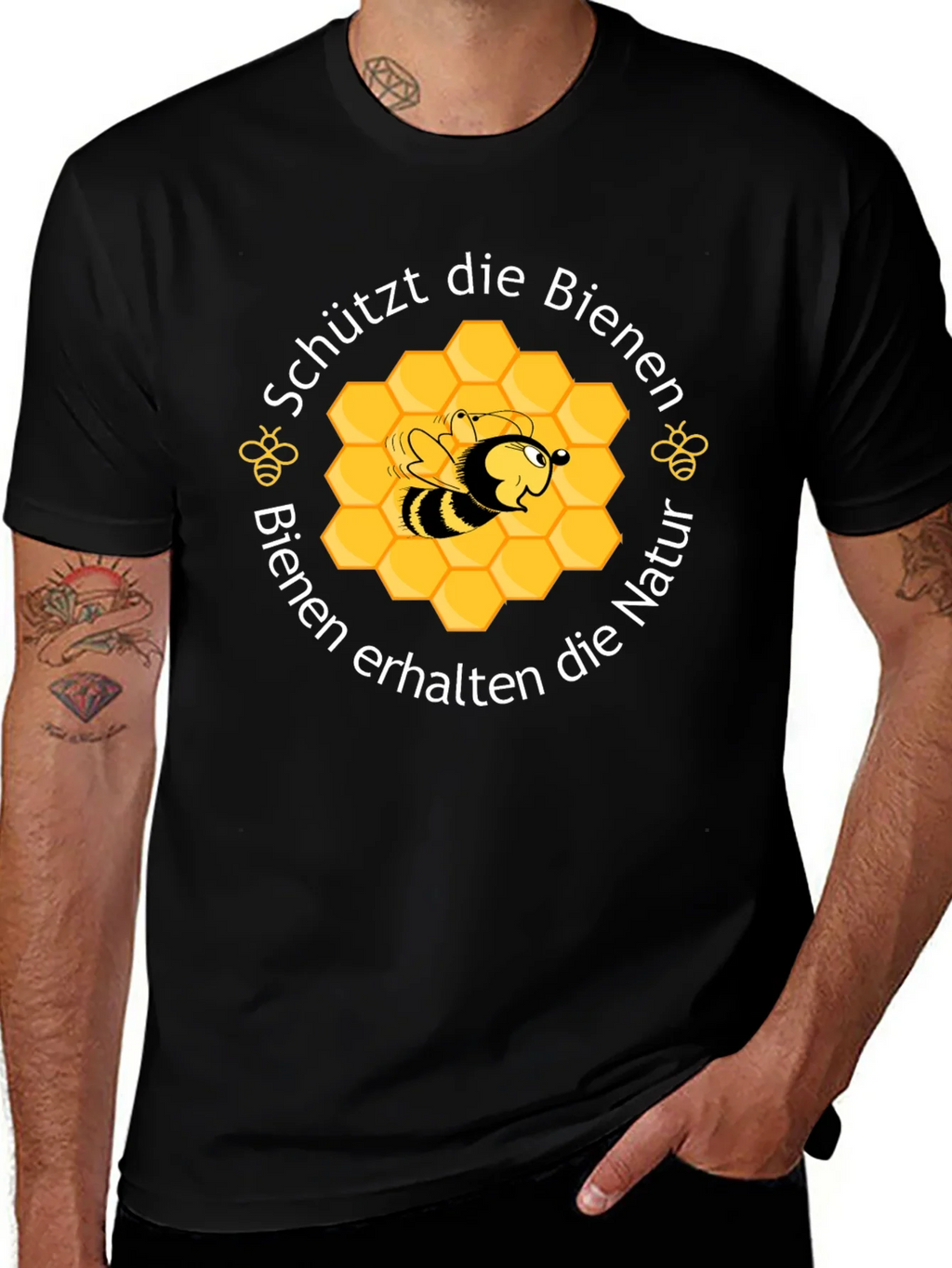 Save the Bees Graphic Tee - Black Cotton product image 1