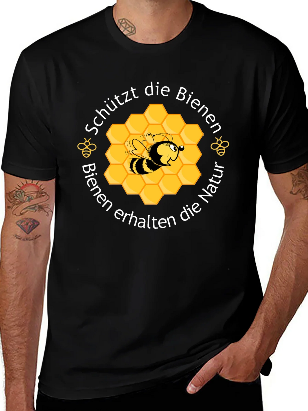 Save the Bees Graphic Tee - Black Cotton product image 1