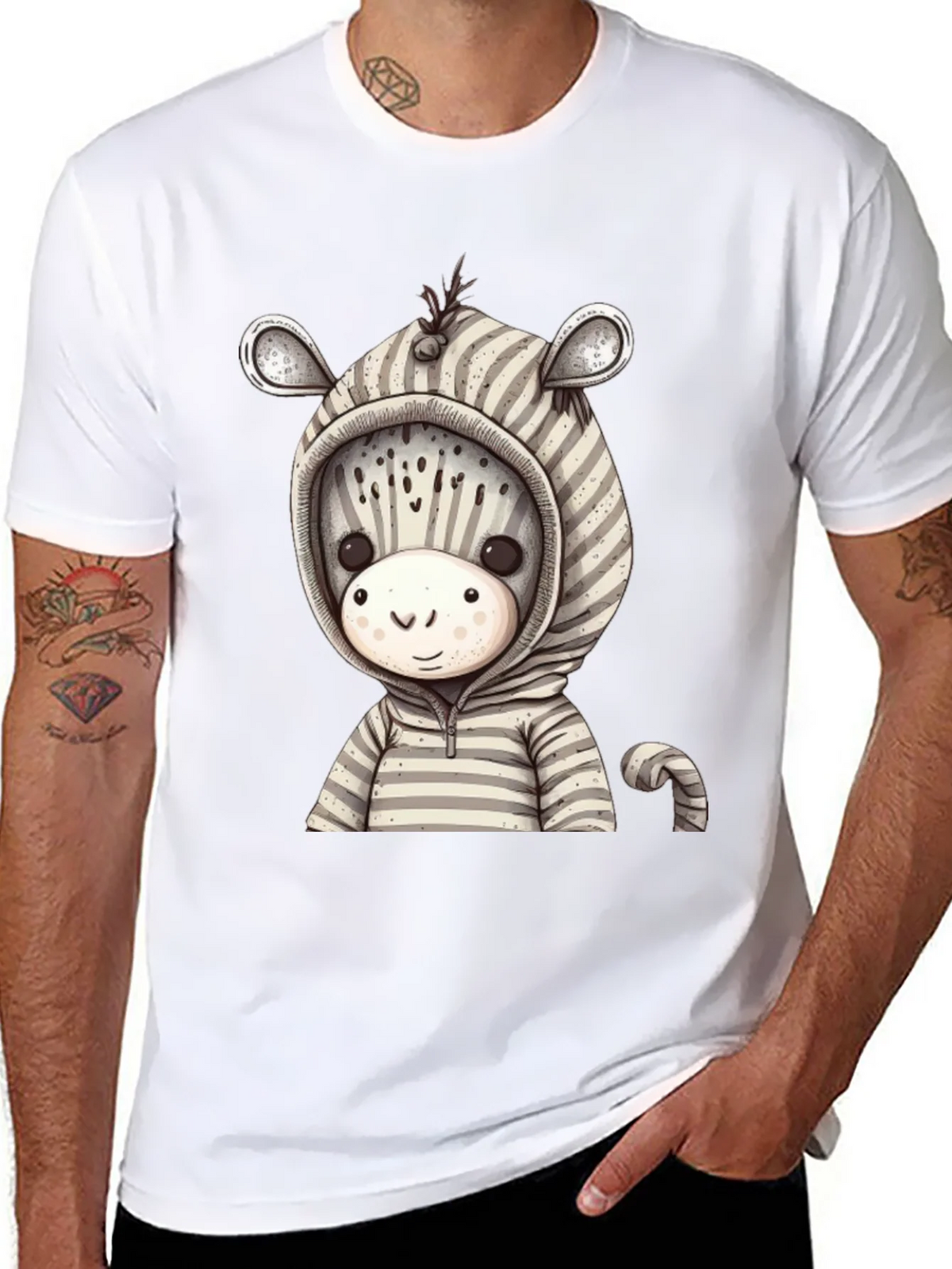 Zebra Hoodie T-Shirt: Cute Cartoon Animal Tee product image 10