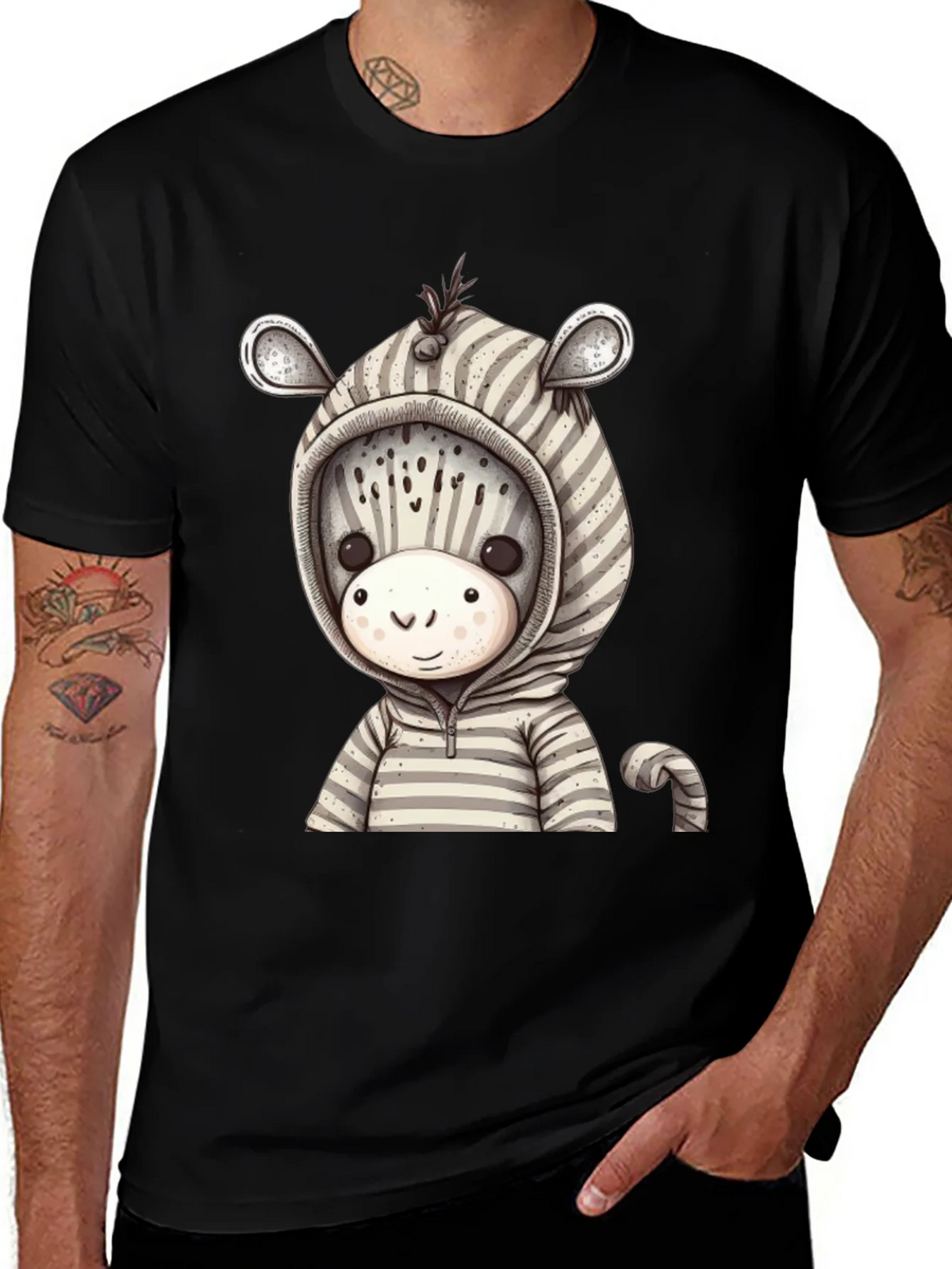 Zebra Hoodie T-Shirt: Cute Cartoon Animal Tee product image 1