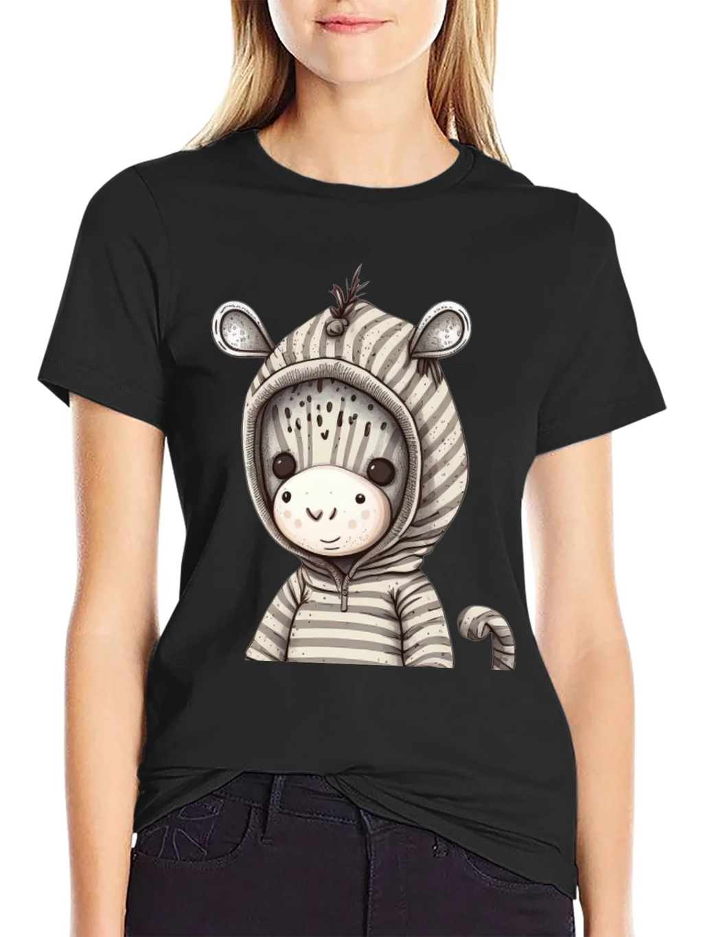 Zebra Hoodie T-Shirt: Cute Cartoon Animal Tee product image 5