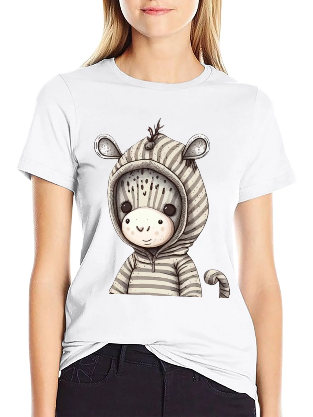 Zebra Hoodie T-Shirt: Cute Cartoon Animal Tee product image 11
