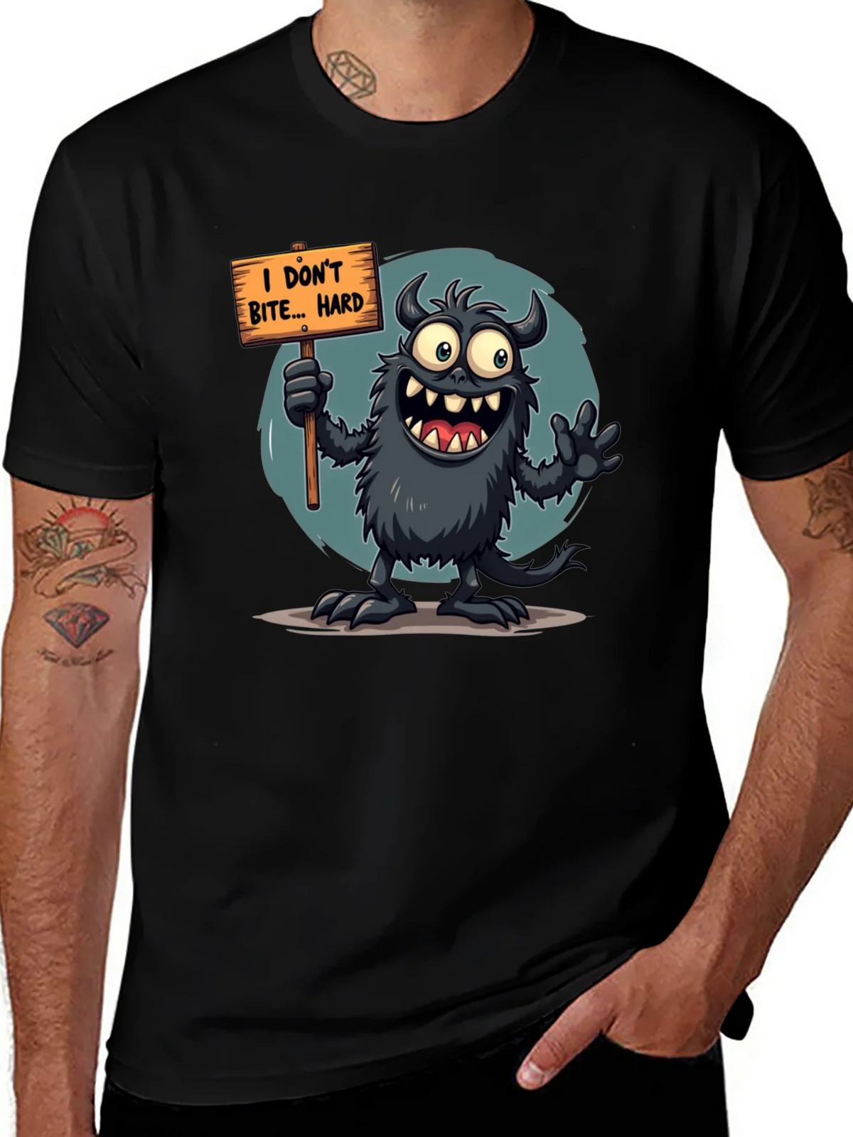Funny Monster Graphic Tee - I Dont Bite... Hard product image 1